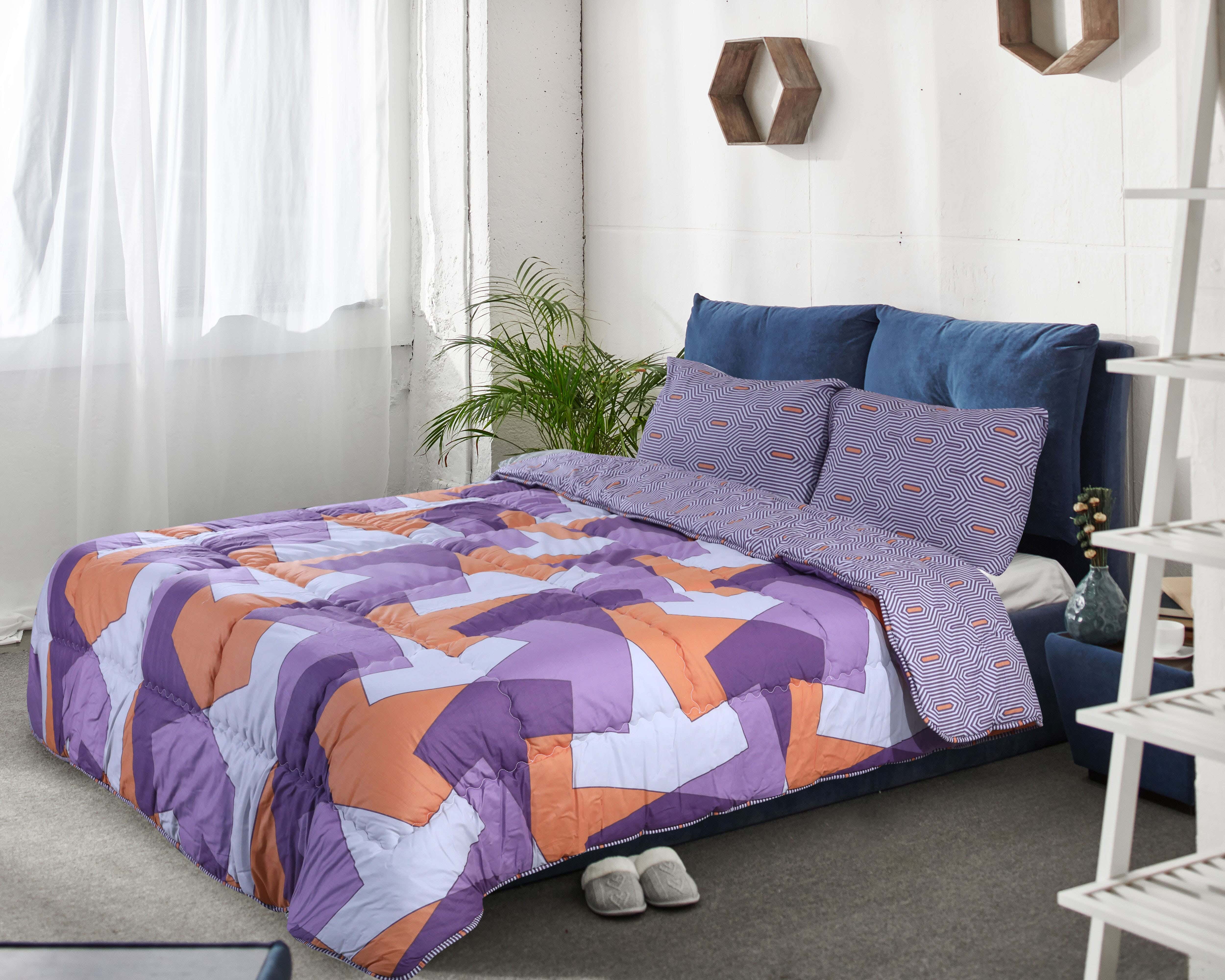 Al Maamoun Cotton Baby Quilt Set, 3 Pieces, 240x240 cm - Mauve