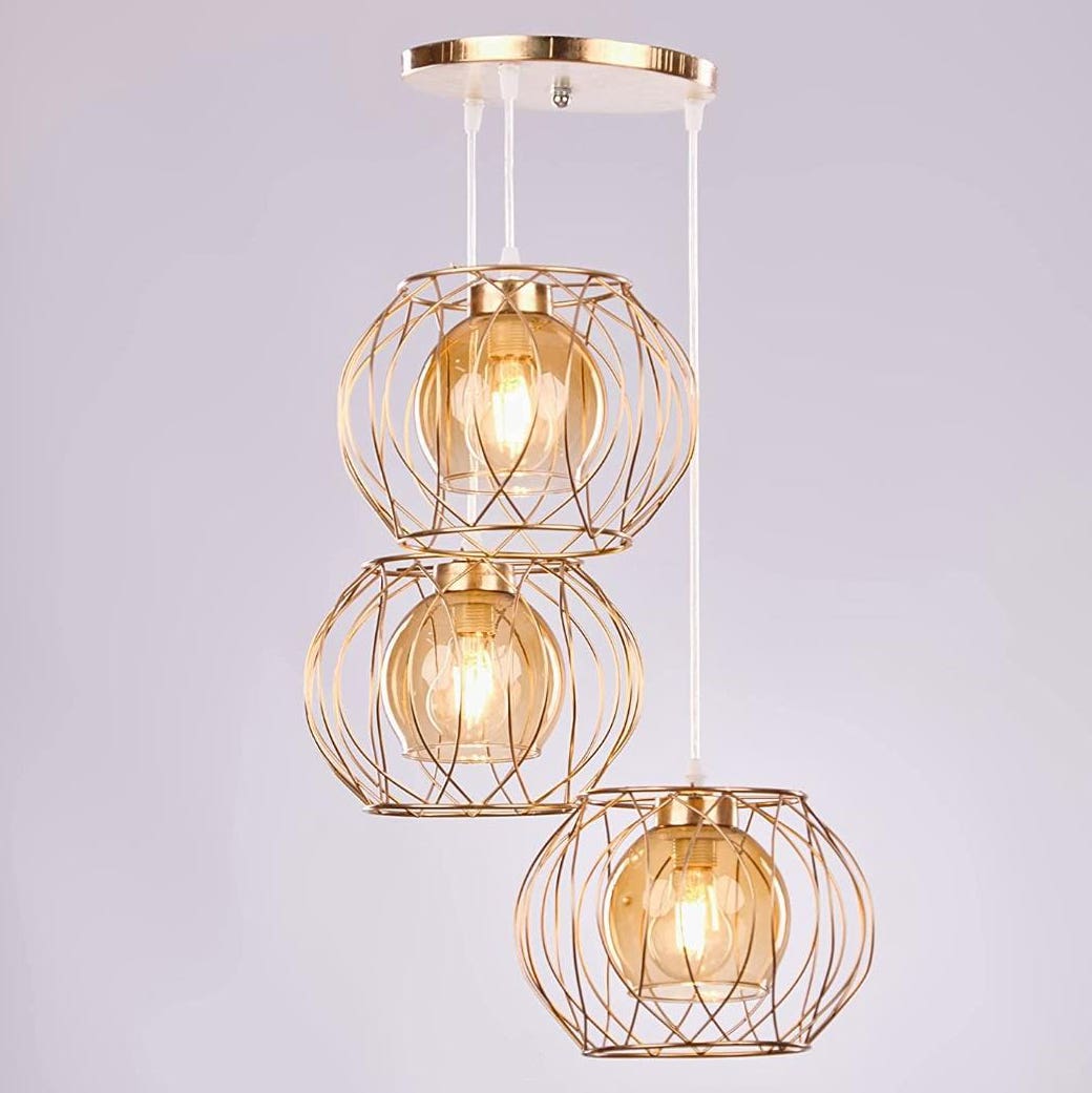 Modern Chandelier, 3 Bulbs, 80×40 - Gold
