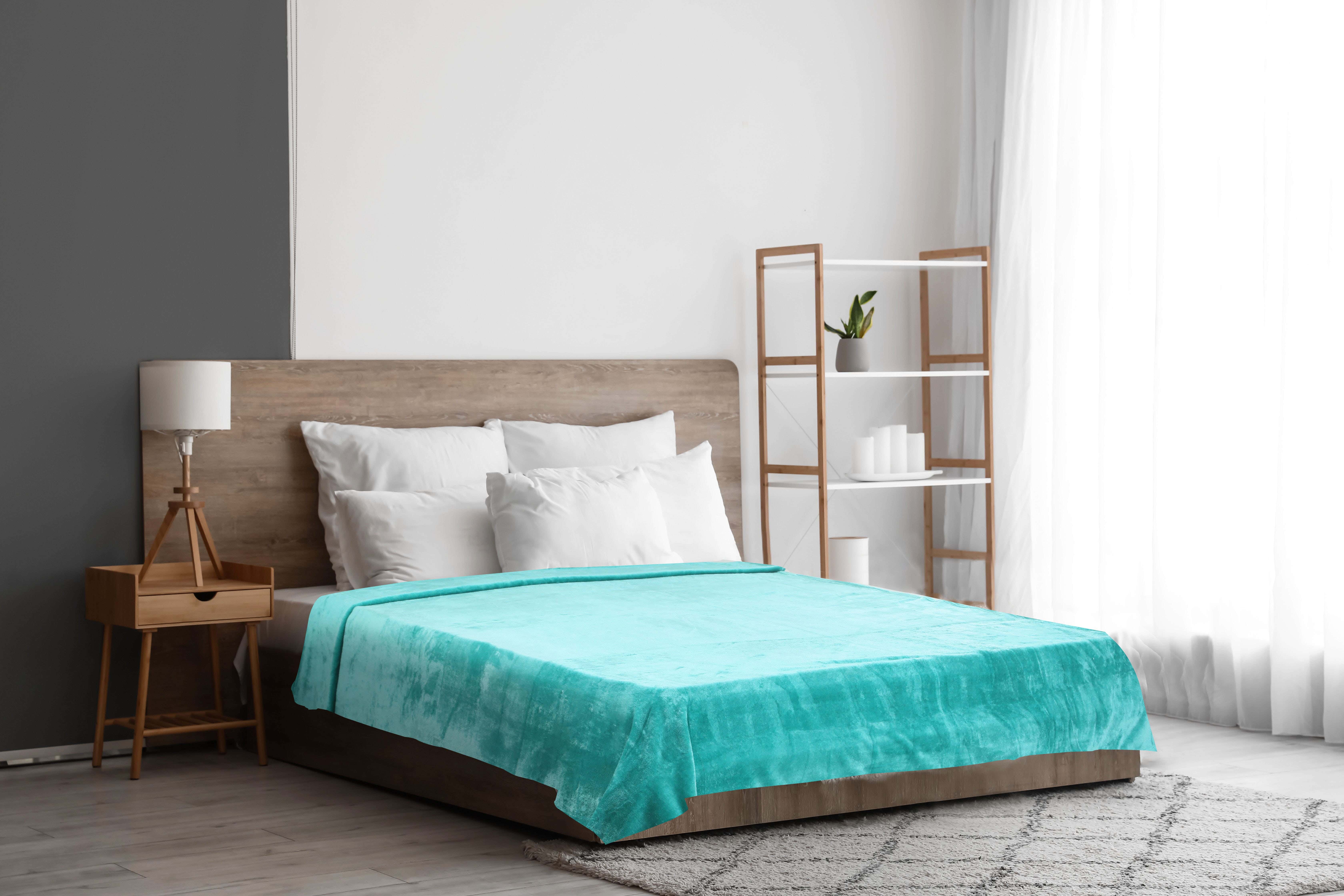 White Gold Velvet Youth Bed Heater Set, 2 Pieces, 220x180 cm, 2500 g - Turquoise