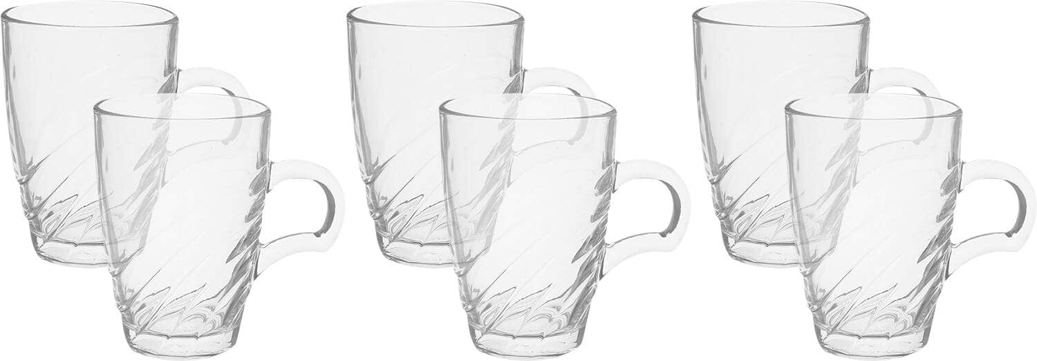 Blink Max Glass Mug Set, 6 Pieces, 230 ml - Clear