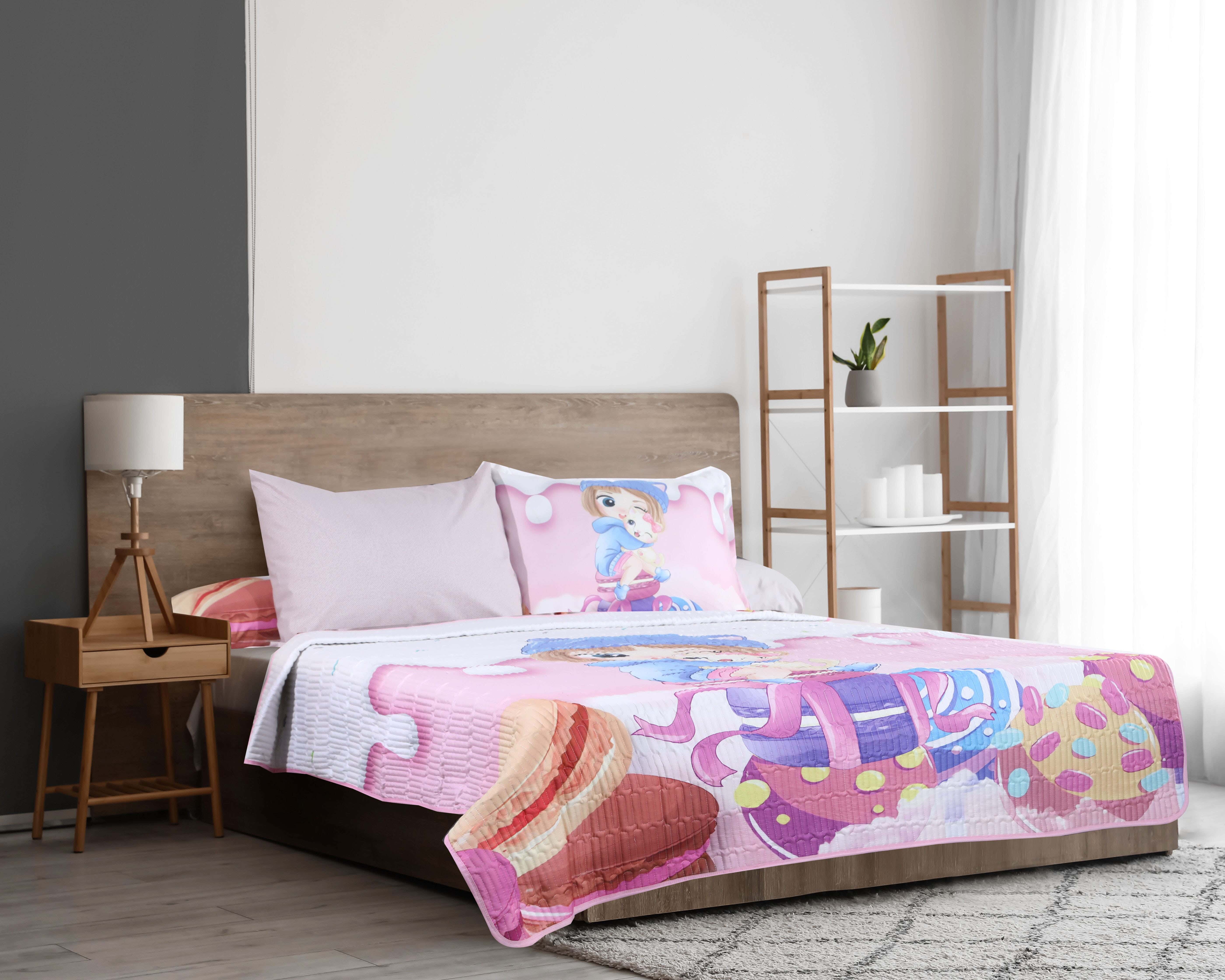 White Gold Microfiber Comforters Set, 8 Pieces, Approximately 3900 Grm - Rose