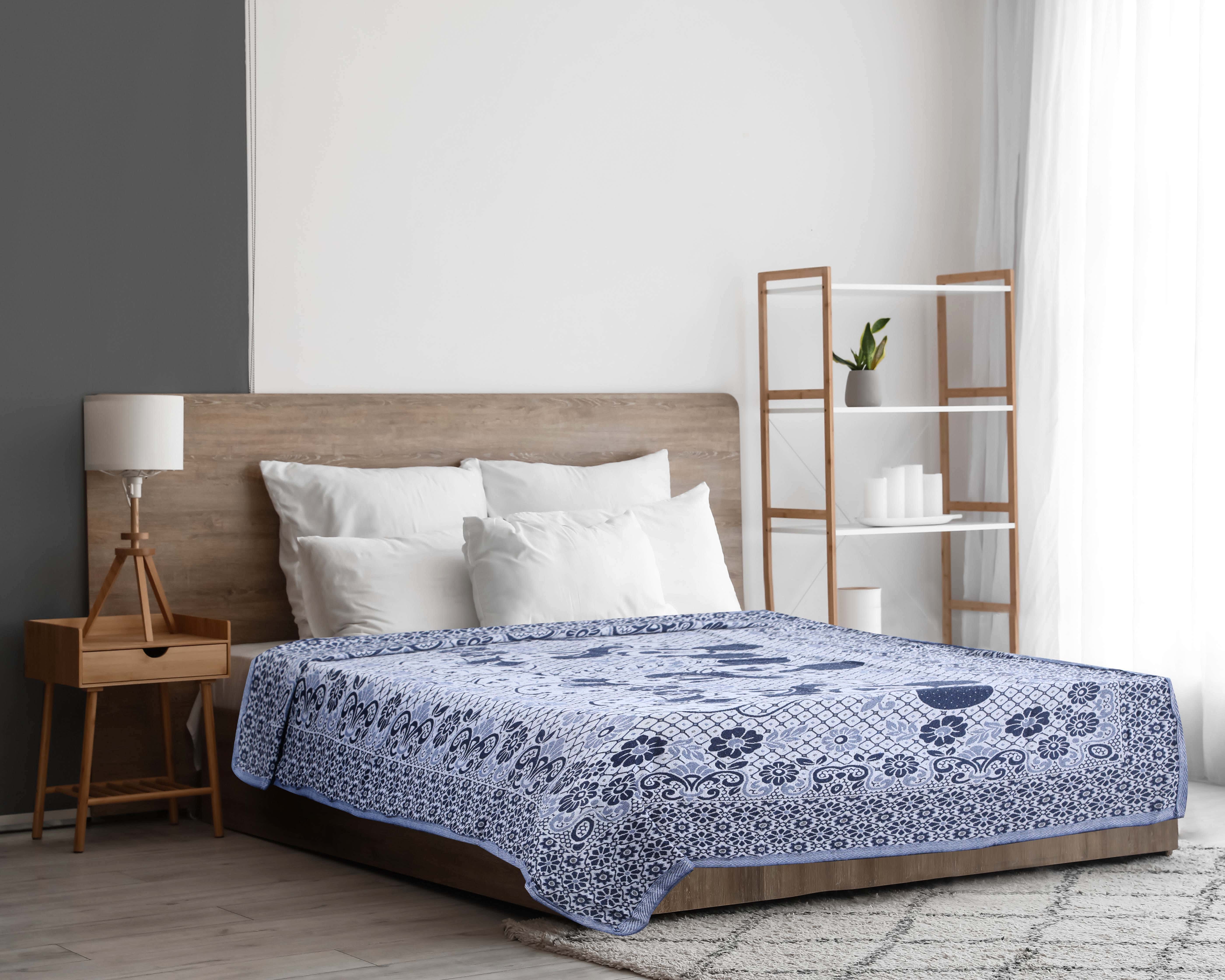 Safre Jacquard Bed Comforter, 150×200 cm - Blue
