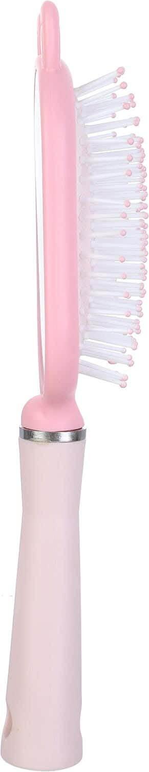 Falmer Plastic Oval Hair Brush, Rear View Mirror, 24.5×6.5 cm - Pink