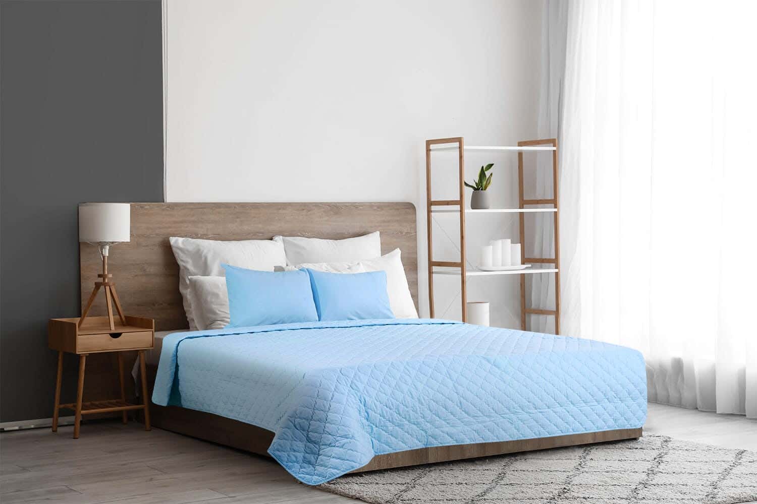 Al Maamoun Kids Comforter Set, 4 Pieces - Light Blue