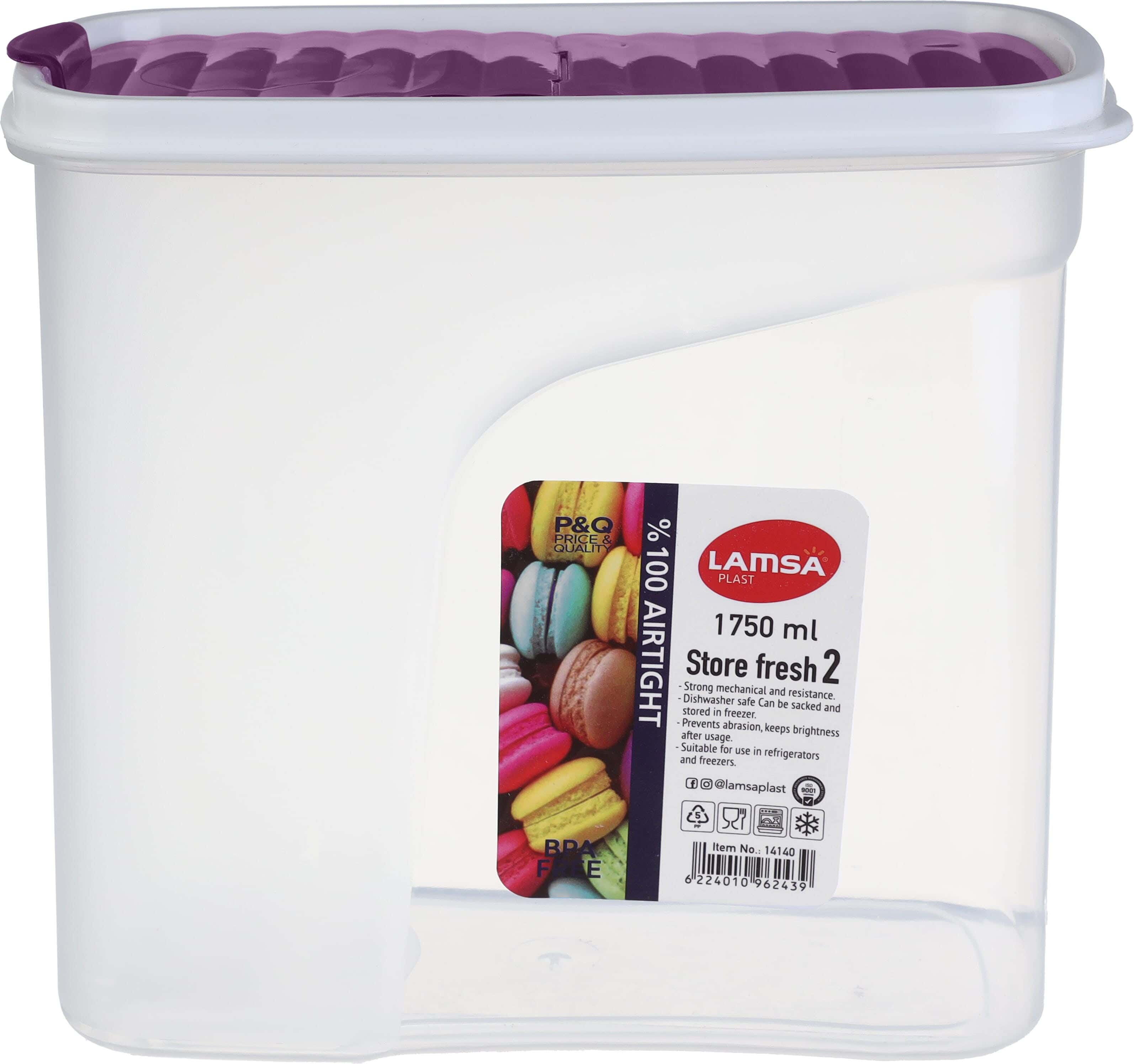Lamsa Plast Pulses Storage Box, 1750 ml - Clear Mauve