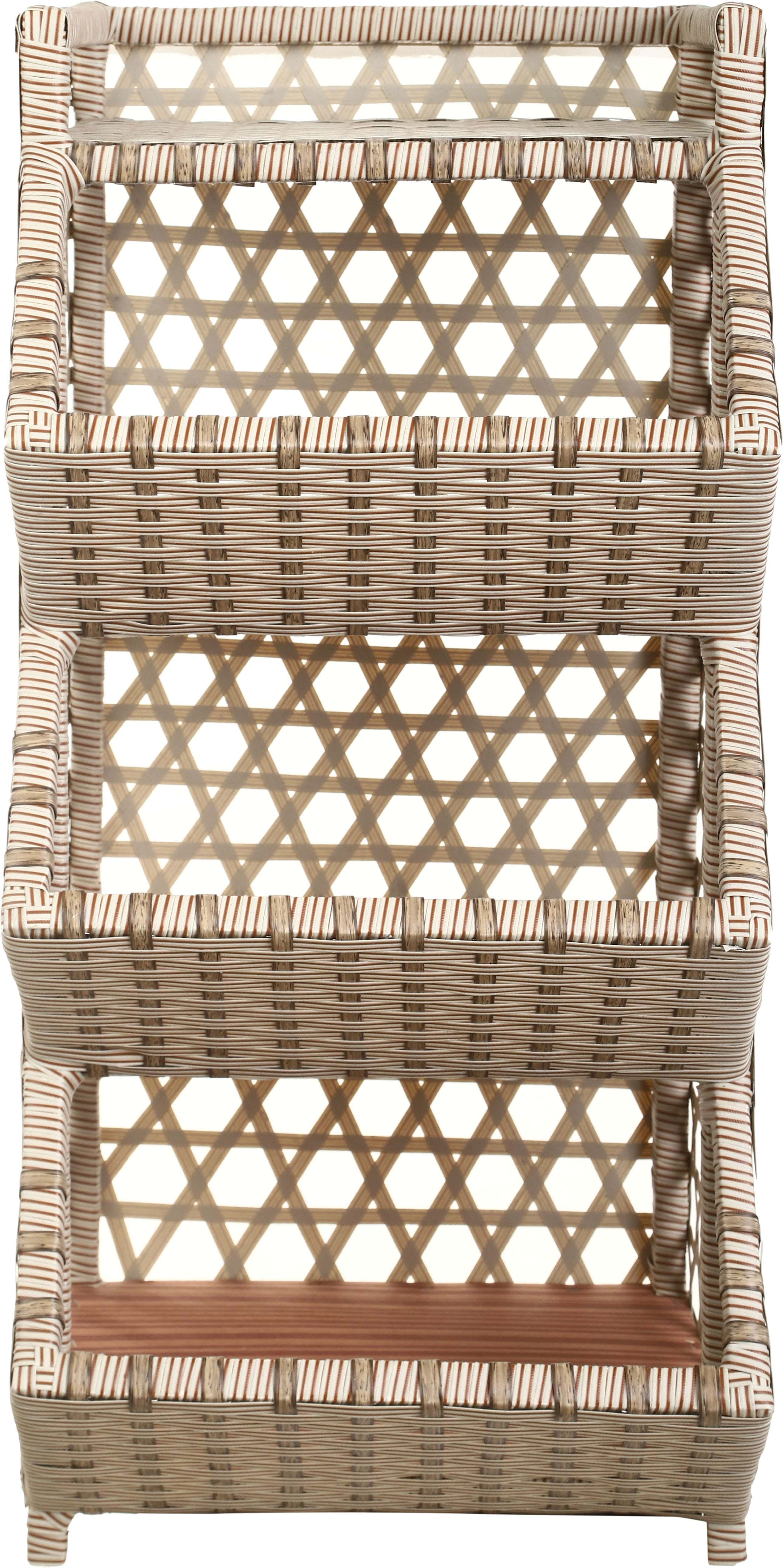 Rattan Trolley, 87×41×30 cm, 3 Levels, with Top Shelf - Light Beige Brown