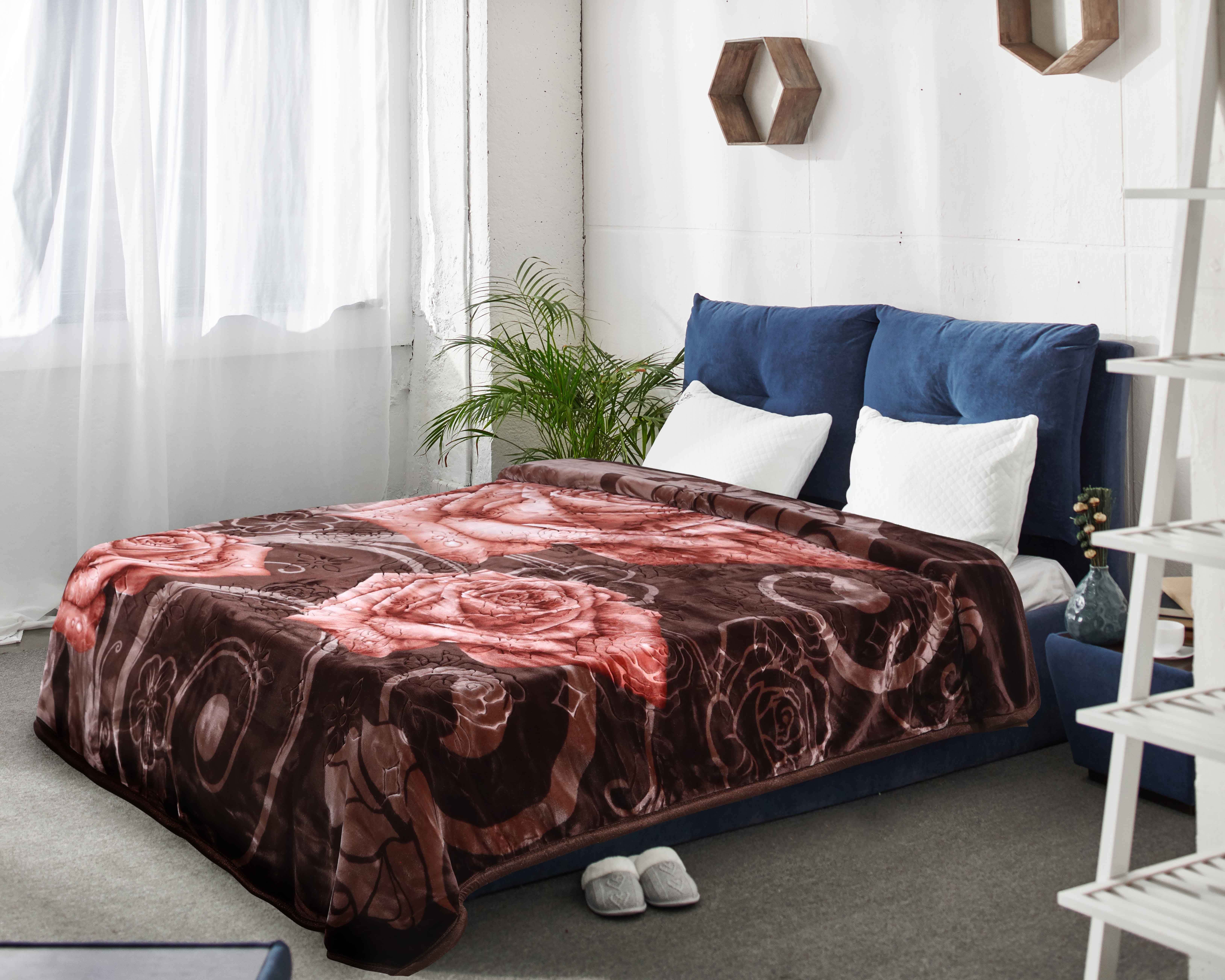 Aslan Double Layers Velvet Blanket, 220×240 cm Approx, 6 Kg Approx - Brown