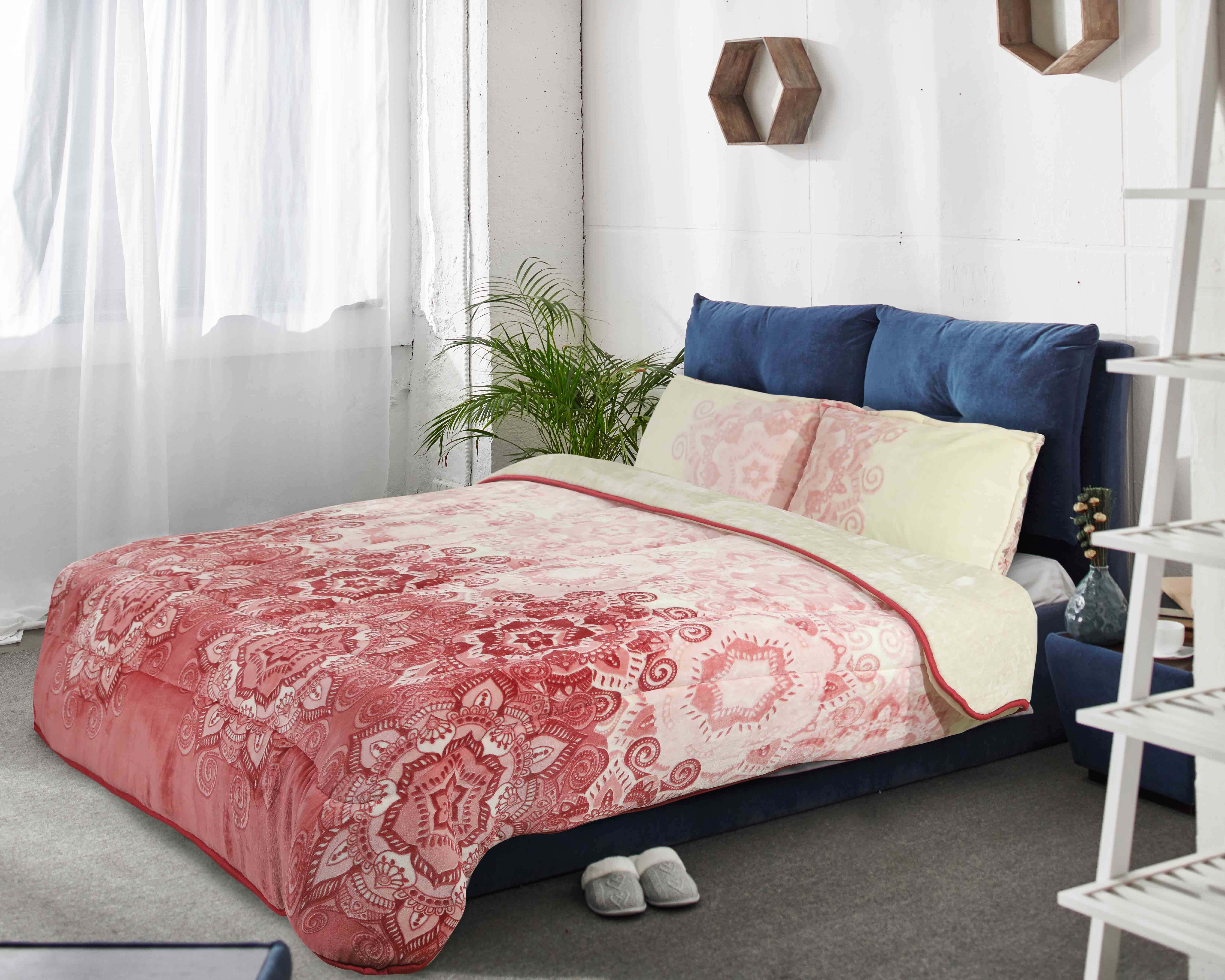 Royal Palace Double Face Quilt Set, 3 Pieces - Rose