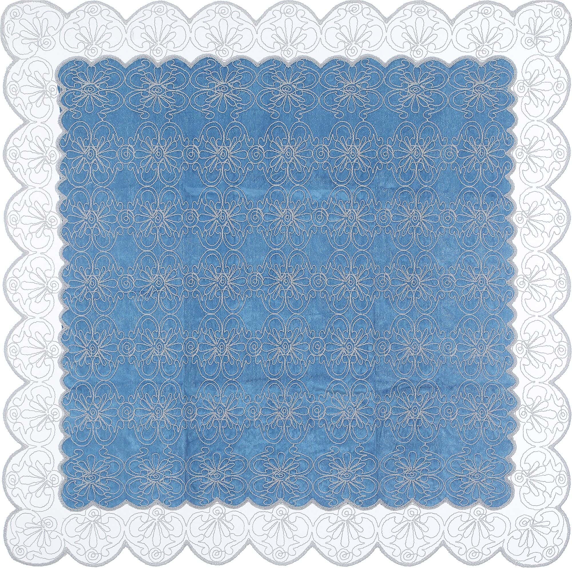Velvet Square Tablecloth, 95x95 cm, Approximately 310 gm - Petrol