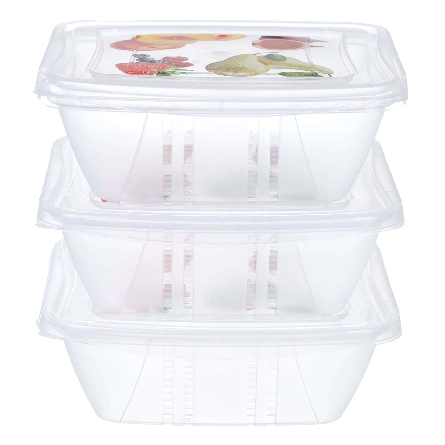 Snips Plastic Refrigerator Box Set, 3 Pieces, 0.5 Liter - Clear