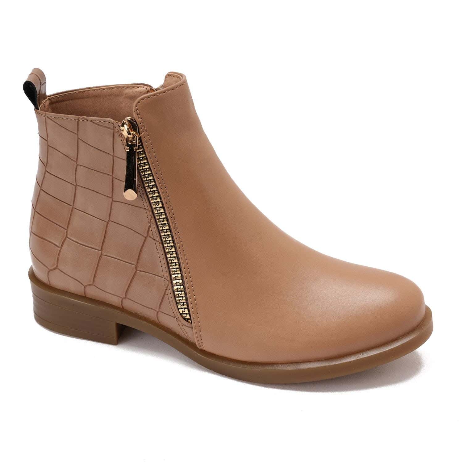 Xo Style Women Flat Leather Ankle Boot