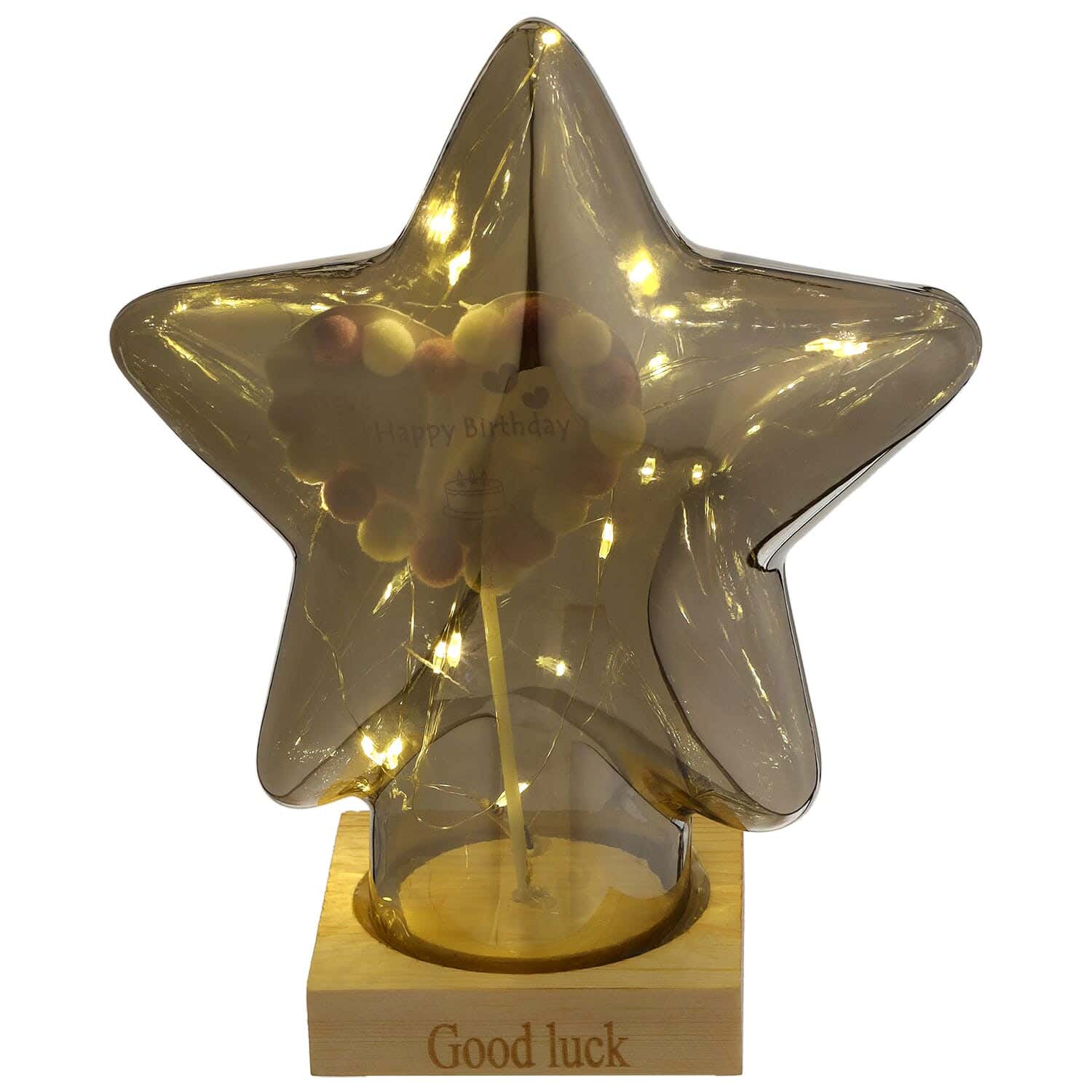 Glass Lamp Glowing Star Shape, 15×18 cm - Silver