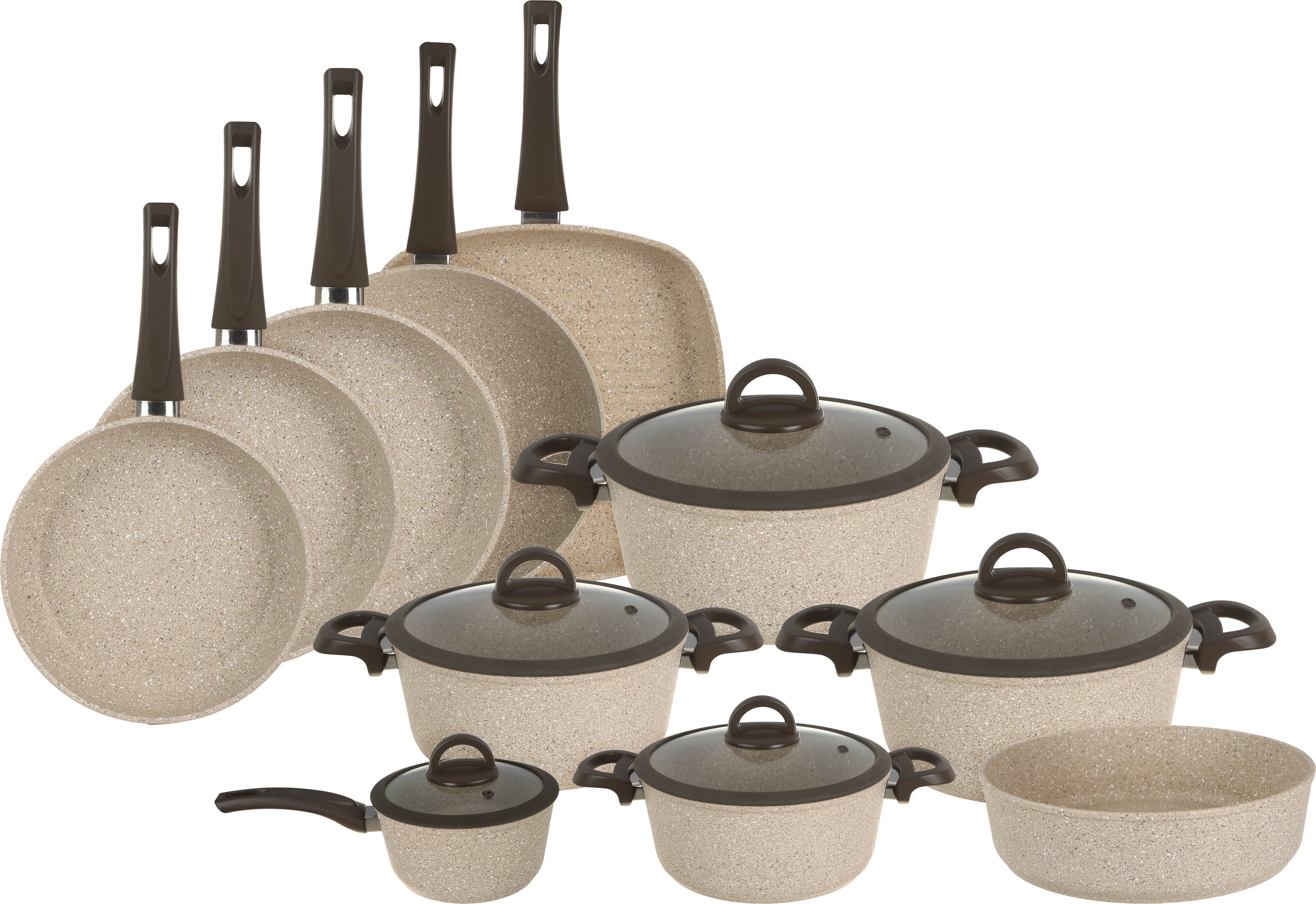 Get Aboud Cookin Granite Cookware Set, 16 Pieces - Beige with best ...