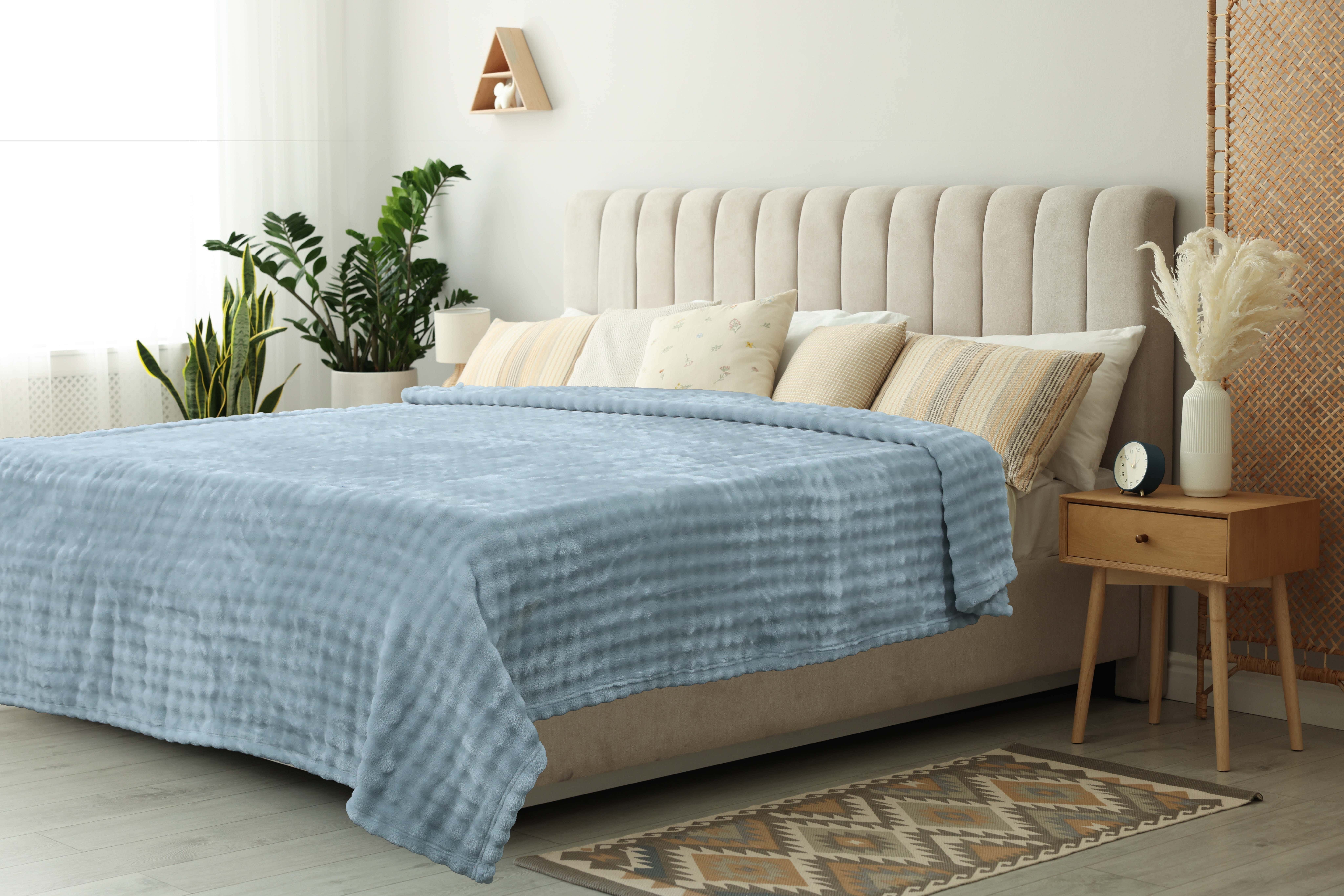Morano Youth Velvet Blanket Set, 2 Pieces, 180×240 cm, 4000 gm - Light Grey