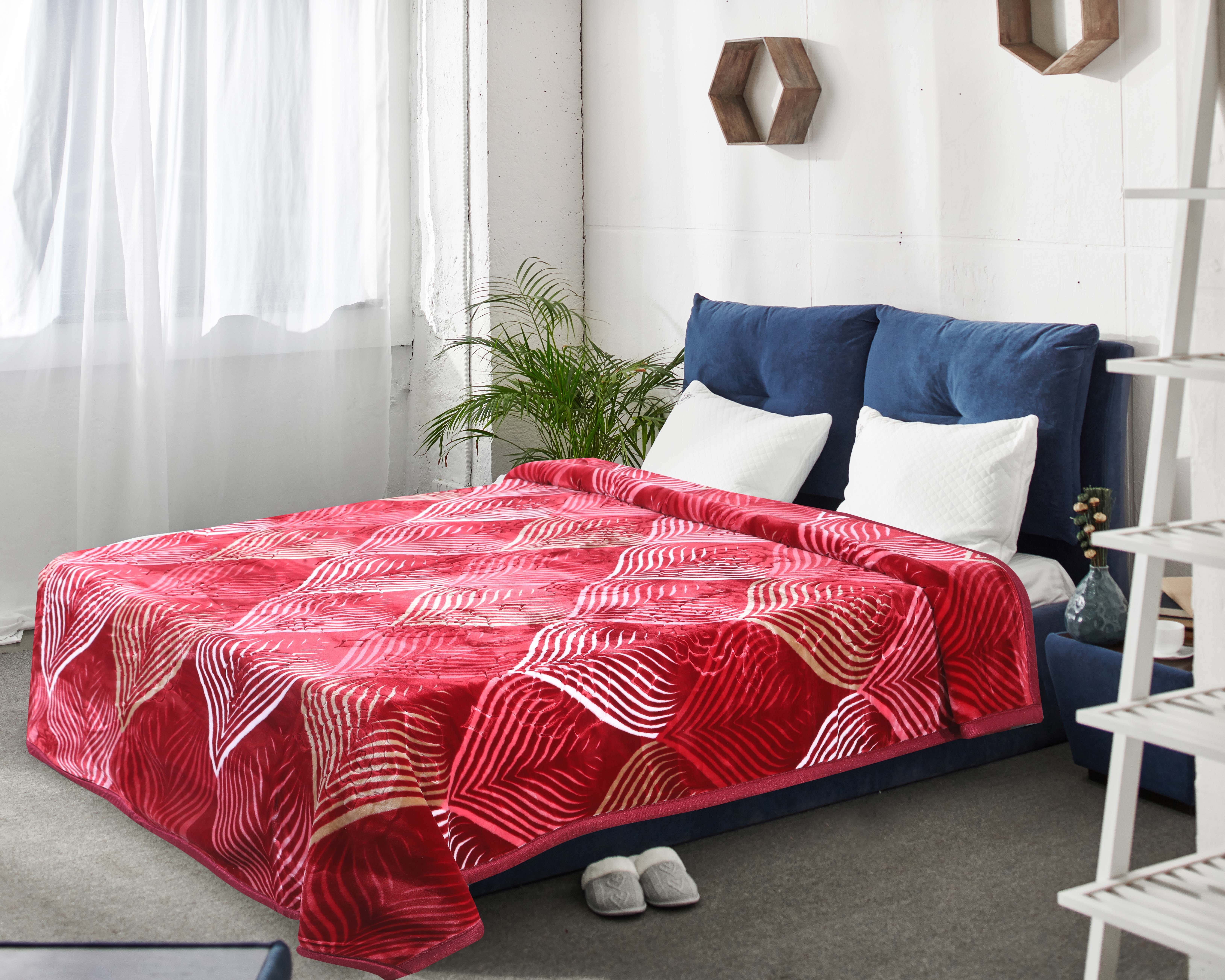 Aslan Double Layers Velvet Blanket, 220x240 cm, 8 Kg Approximately - Red