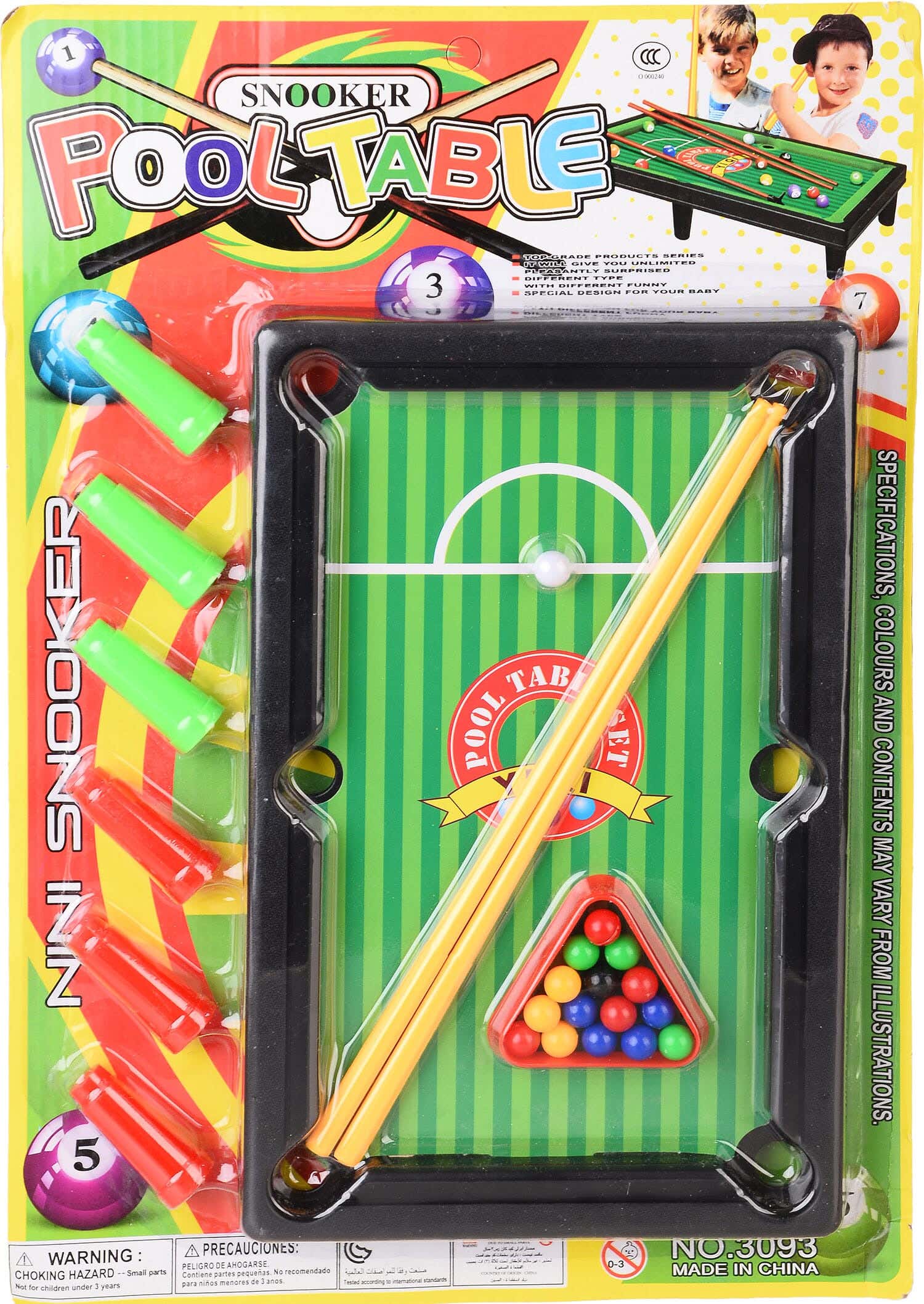 Plastic Billiard Table Game for Boys, 26 Pieces - Multicolor