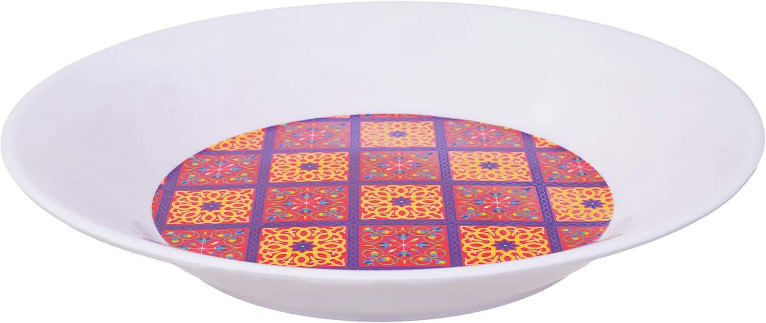 Melamine Round Deep Plate, 22 cm - Multicolor