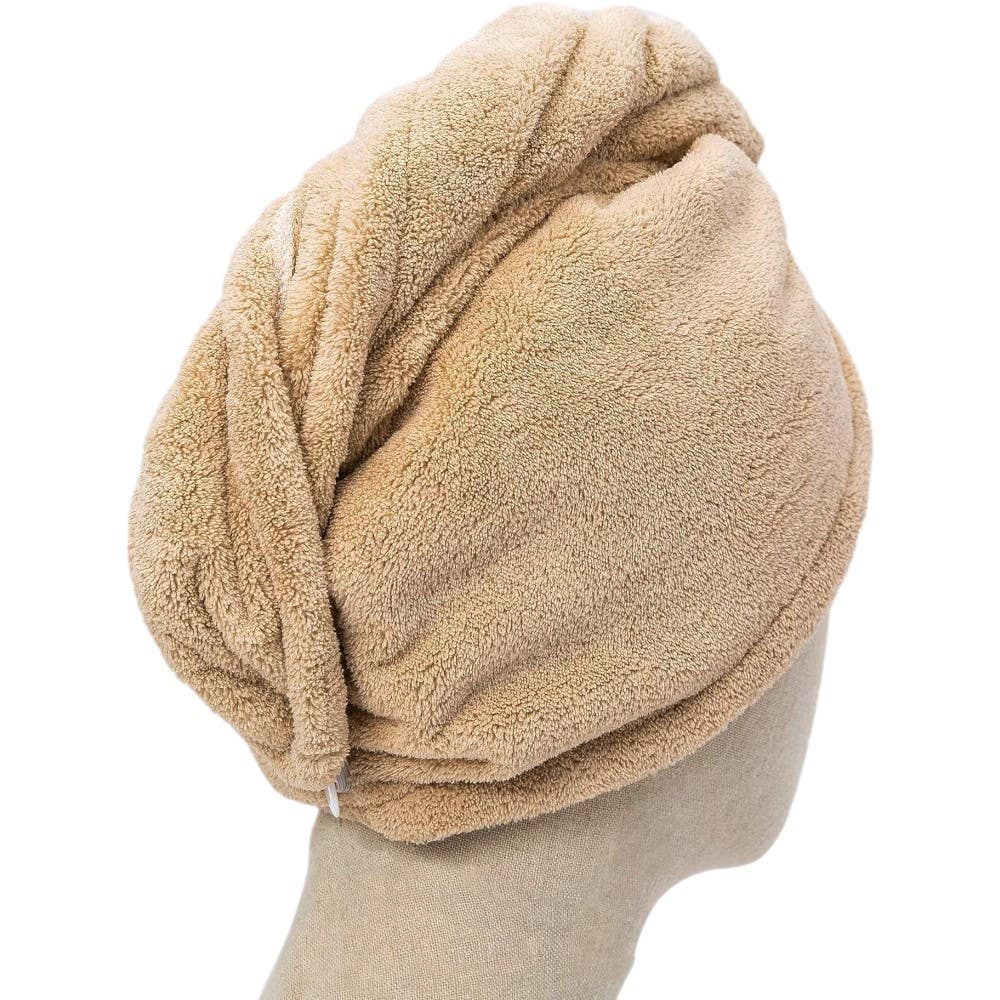 Velvet Cotton Hair Drying Towel - Beige