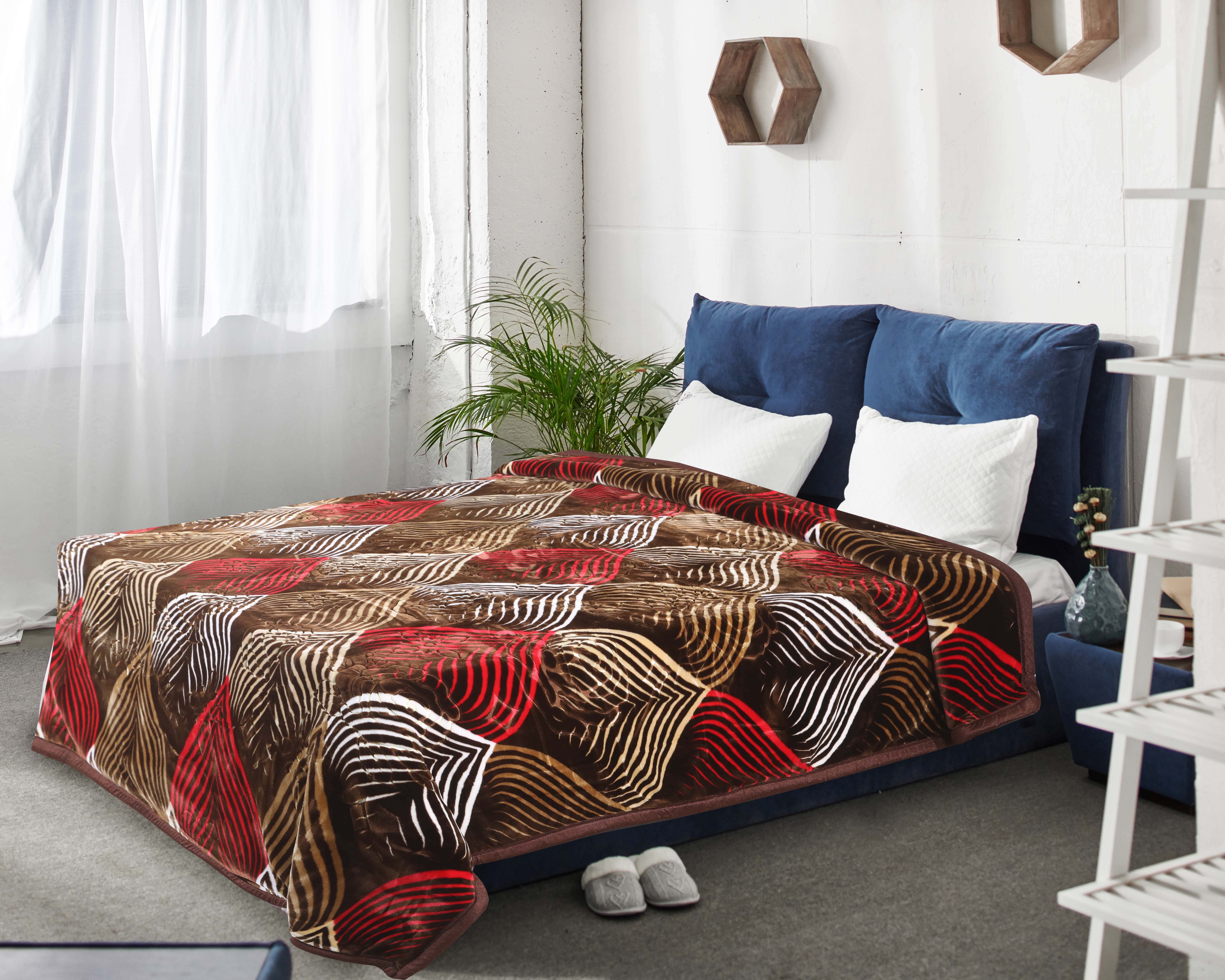 Aslan Double Layers Velvet Blanket, 220x240 cm, 8 Kg Approximately - Brown