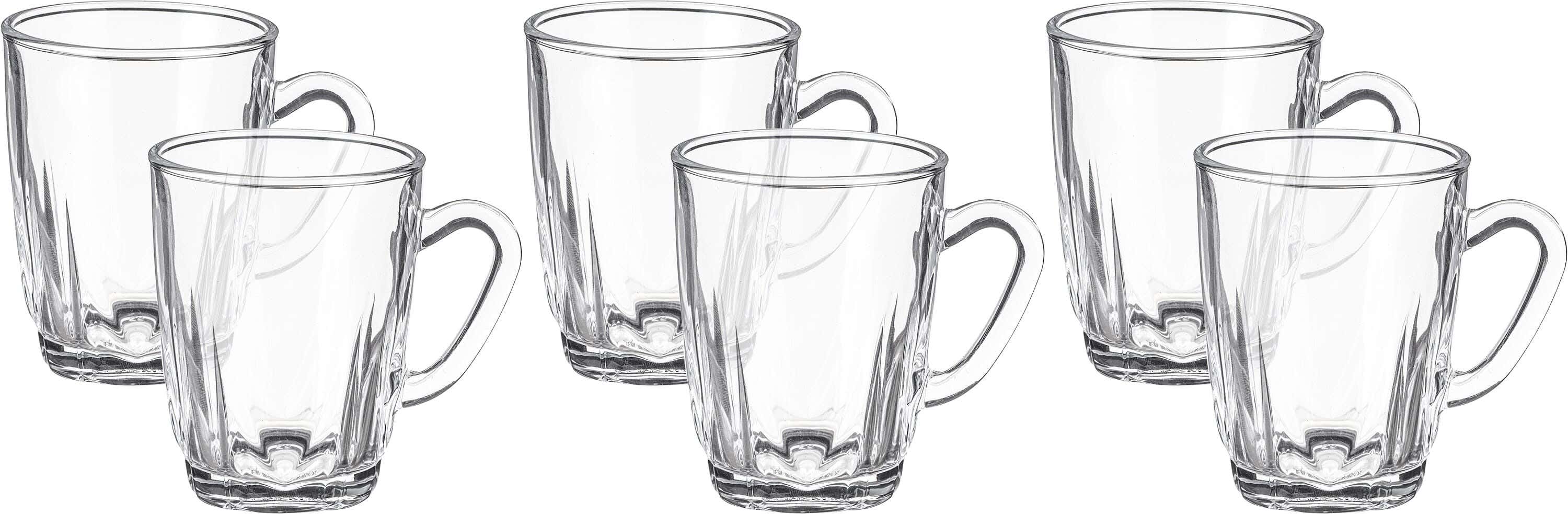 BlinkMax Glass Mug Set, 6 Pieces, 230 ml - Clear