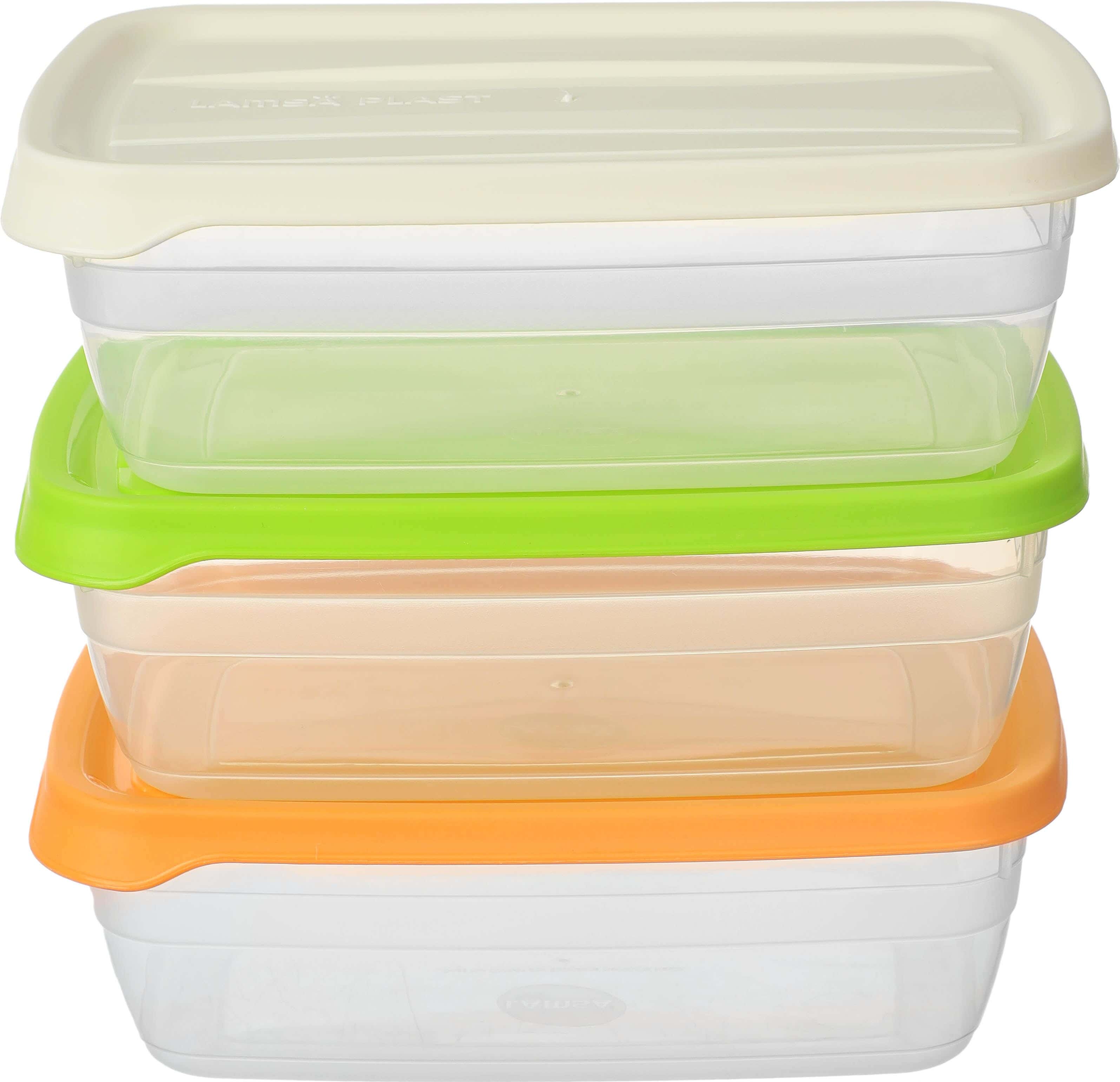 Lamsa Plast Plastic Refrigerator box Set, 3 Pieces, 1200 ml - Multicolor