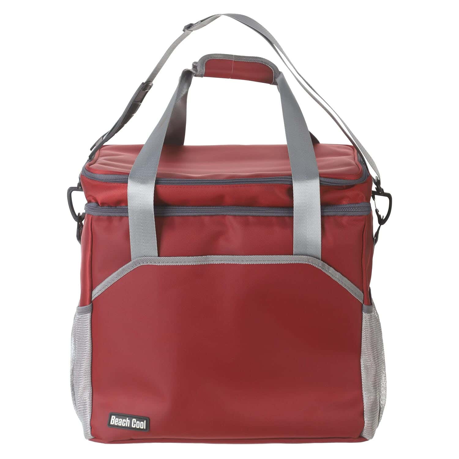 Beach Cool Lined Thermal Bag Fabric for Food Storage, 35 Liter - Dark Red