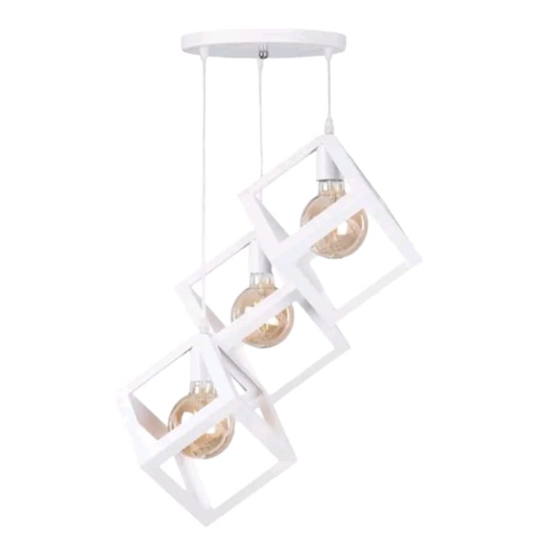 Modern Ceiling Chandelier, 3 Bulbs, Size 80×40 - White - Modern12