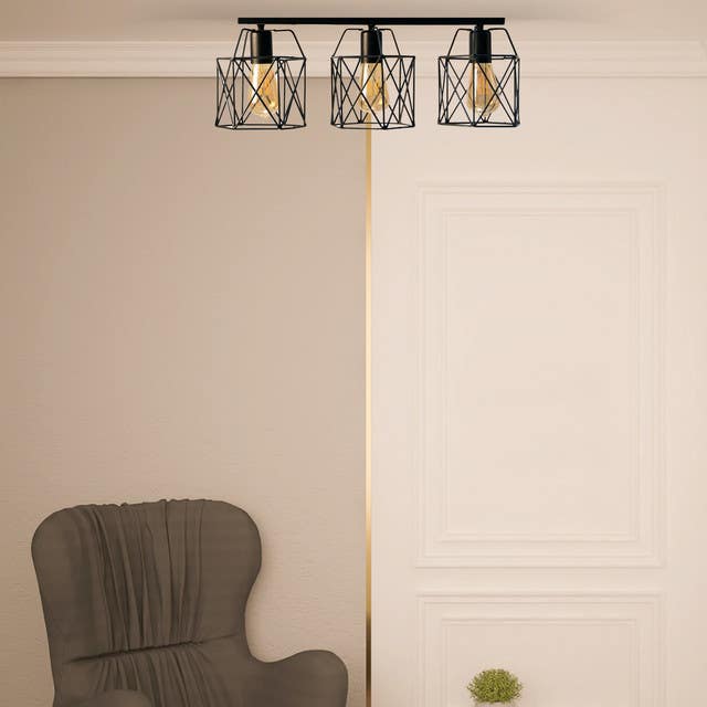 Modern Triple Chandelier, 50x26x22 cm - Black