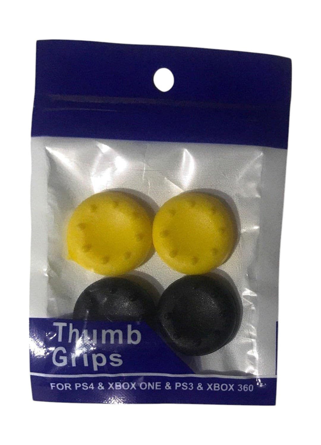 4Gamers Silicone Controller Thumb Grips Caps for PlayStation, Xbox One, 2 Pieces - Yellow Black