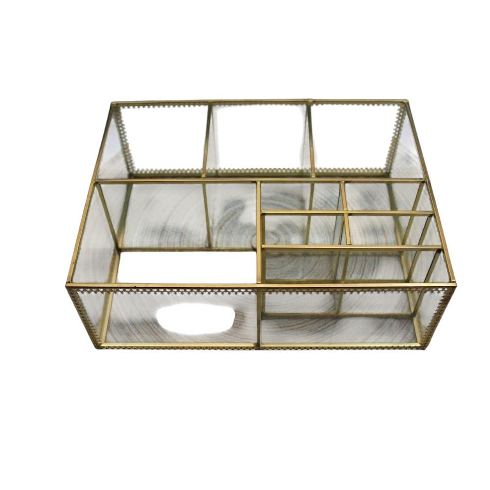 Acrylic Cosmetic Storage Box - Gold Clear