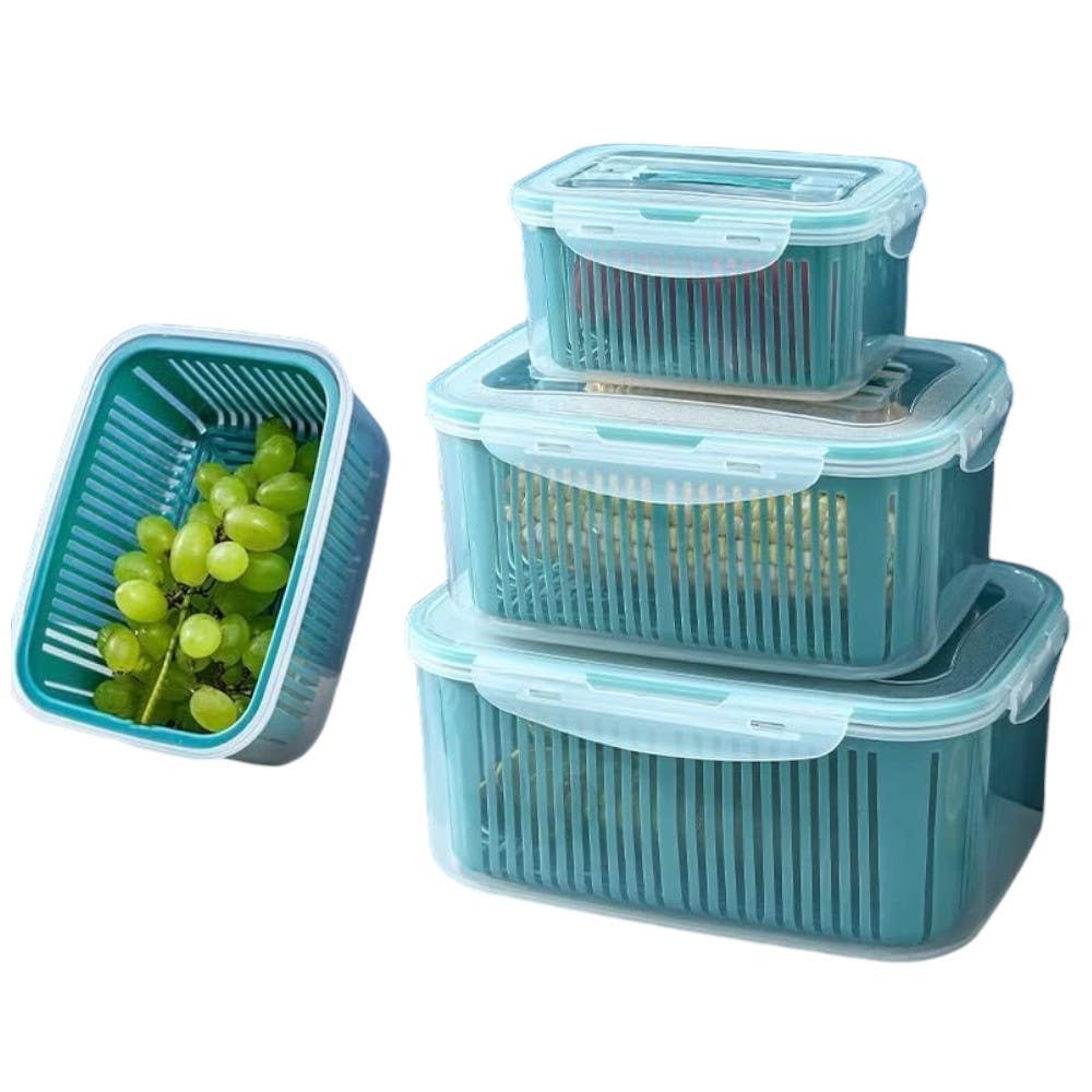 Plastic Food Storage Containers Set , 5 Pieces , Different Sizes - Mint Green