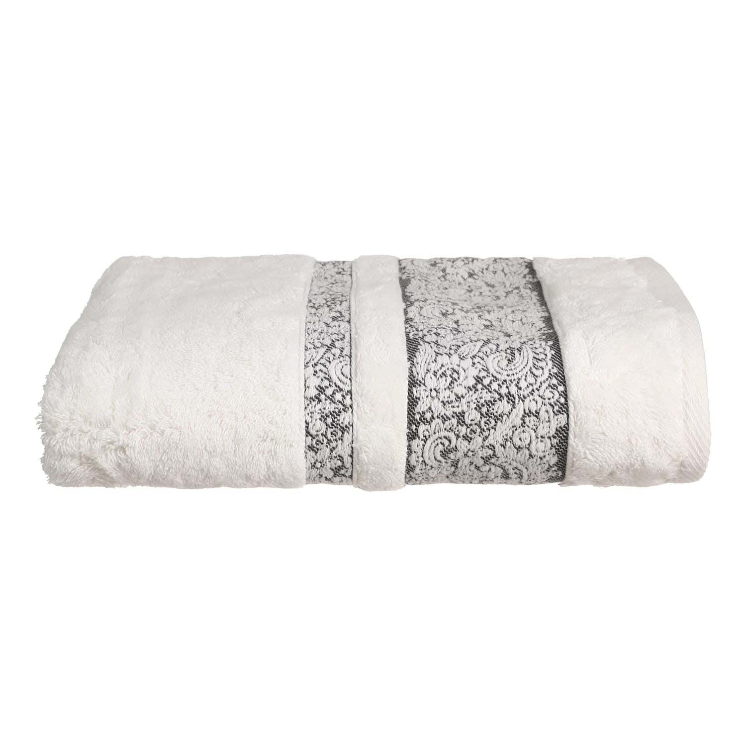 Verde Cotton Canar Jacquard Bathrobe, 65×130 cm, 520 grm - White