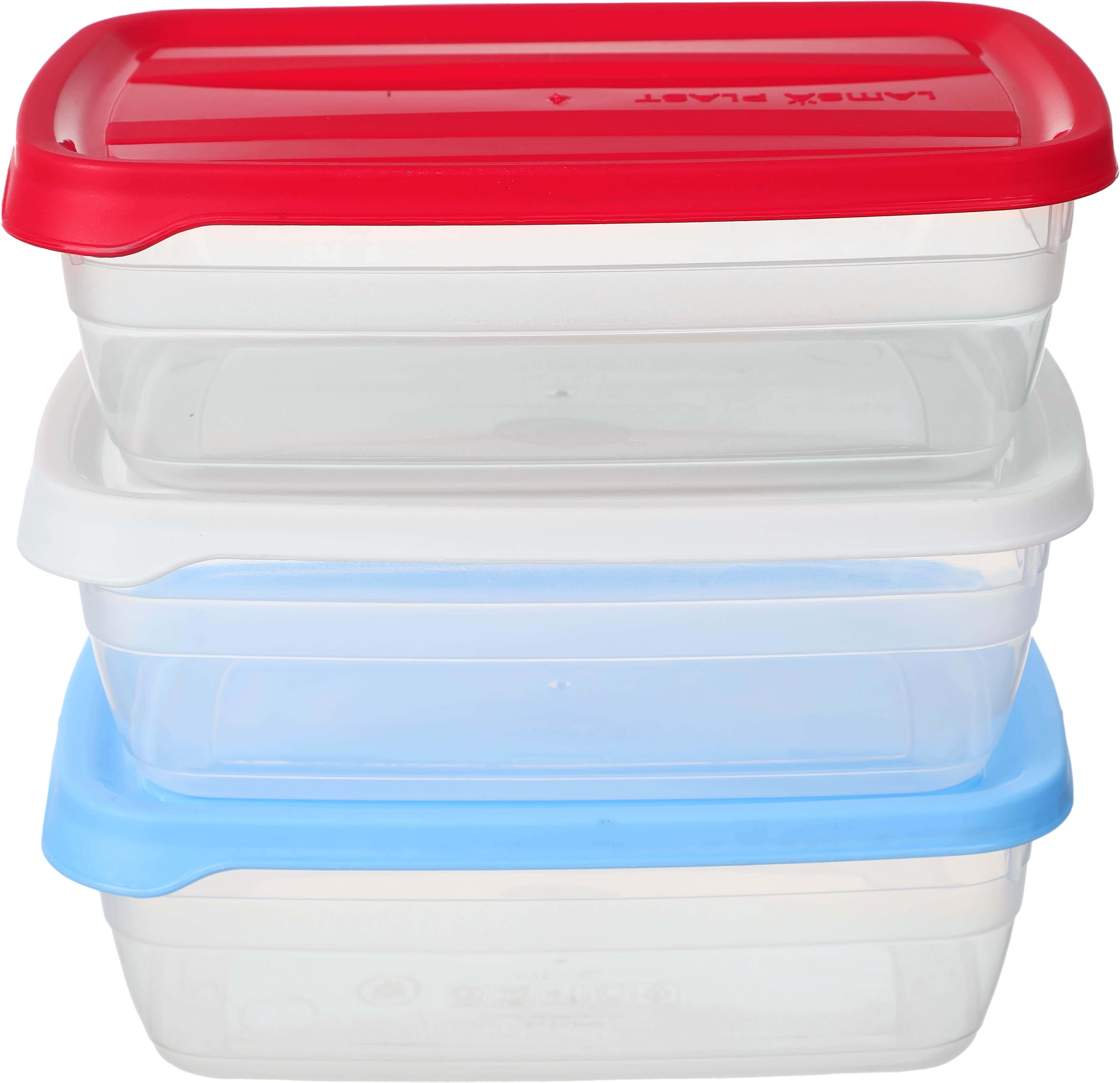 Lamsa Plast Plastic Refrigerator box Set, 3 Pieces, 1200 ml - Multicolor