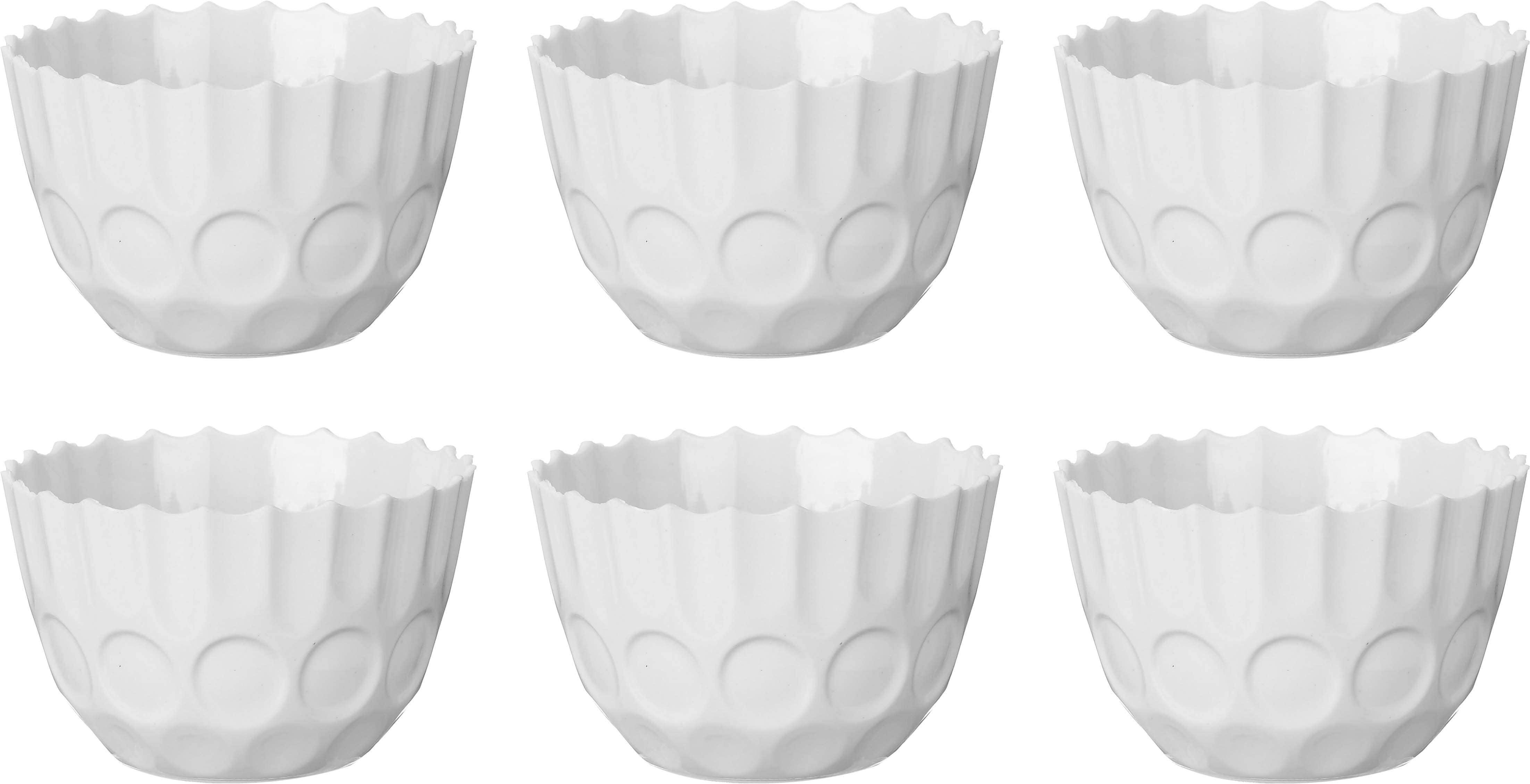 Winner Plast Platic Bowl Set, 6 Pieces, 10.5 cm - Light Grey