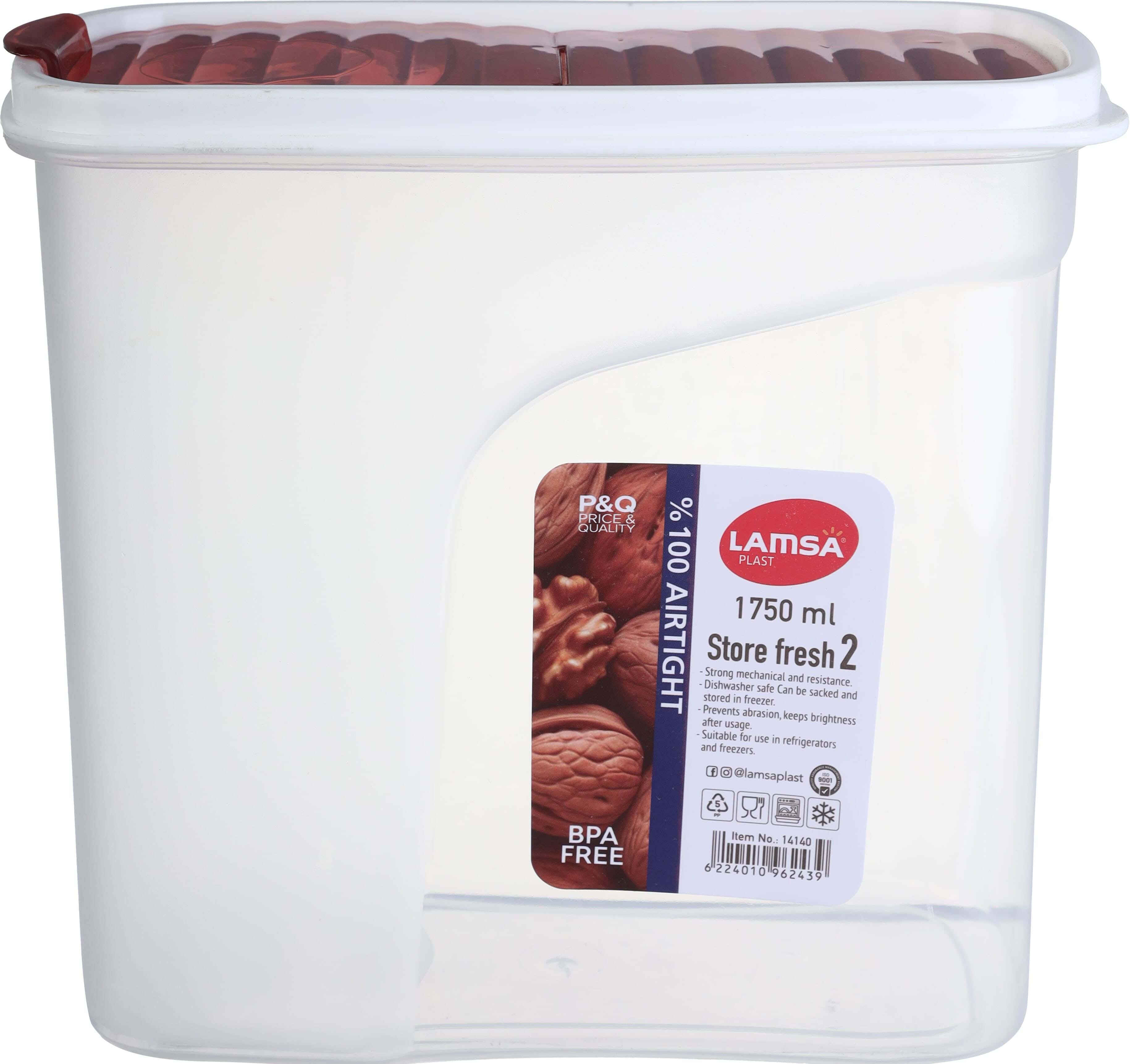 Lamsa Plast Pulses Storage Box, 1750 ml - Clear Red