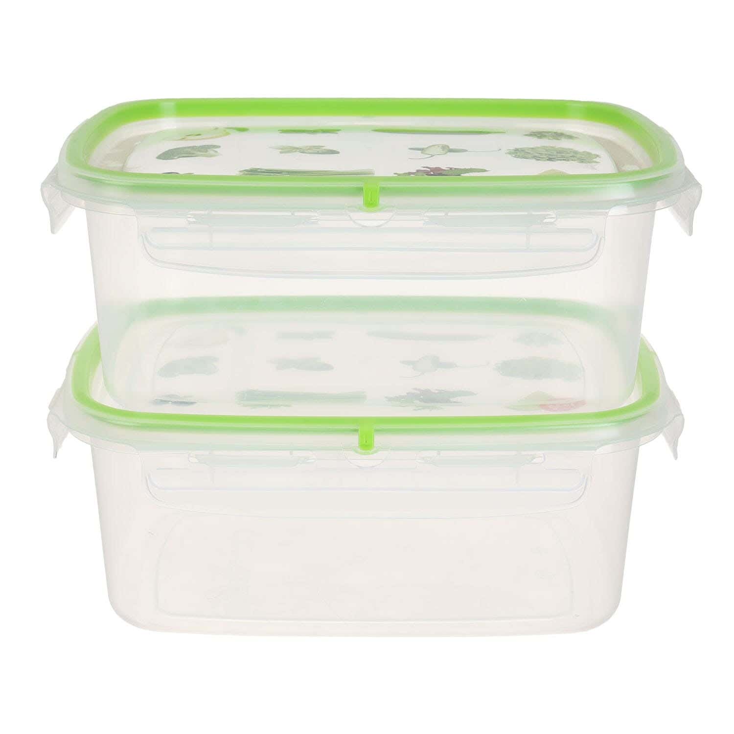 Snips Plastic Refrigerator Boxes Set, 2 Pieces, 1.8 Liters - Light Green
