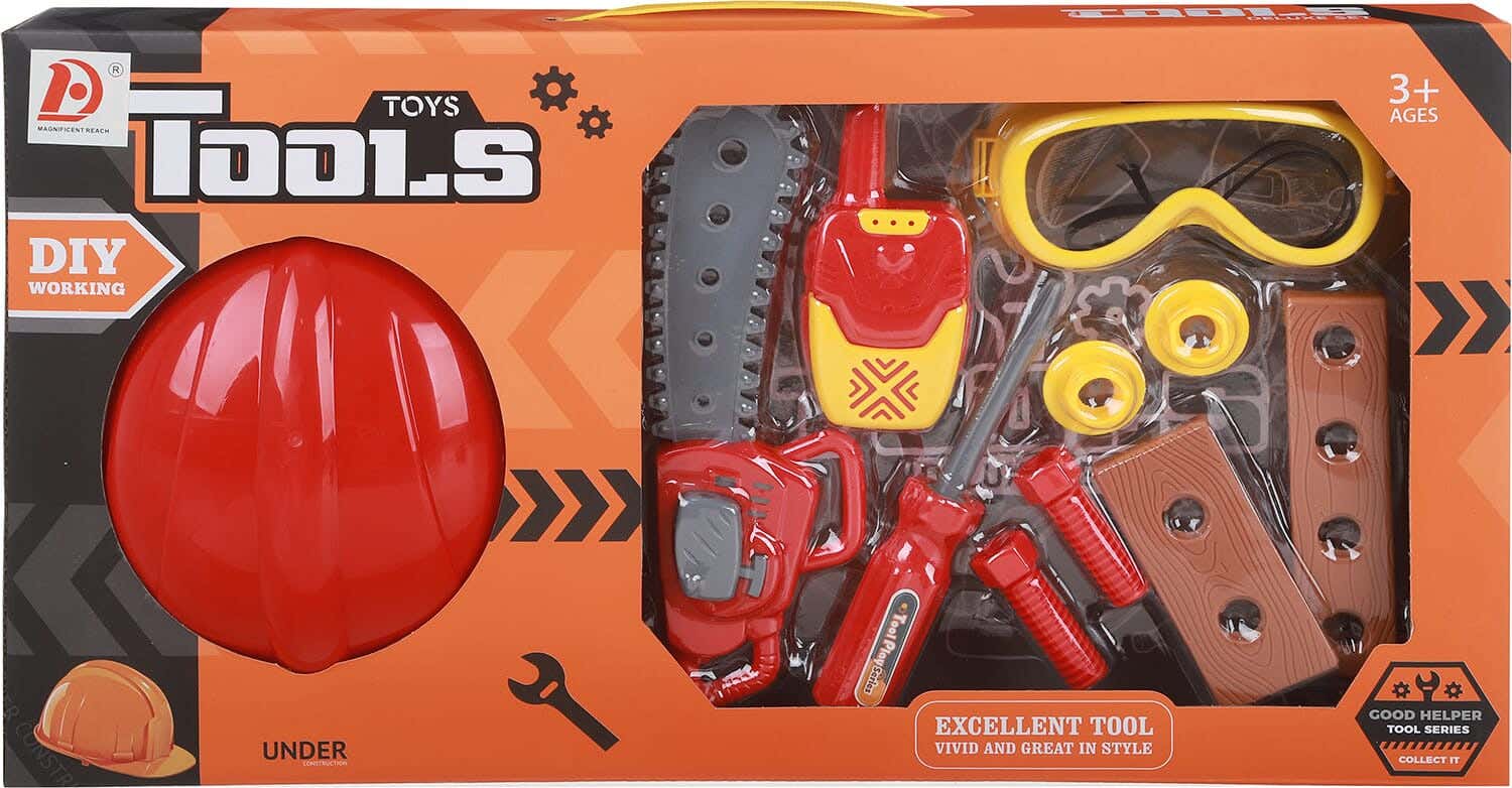 Plastic Carpenter Tools Set for Boys, 11 Pieces - Multicolor