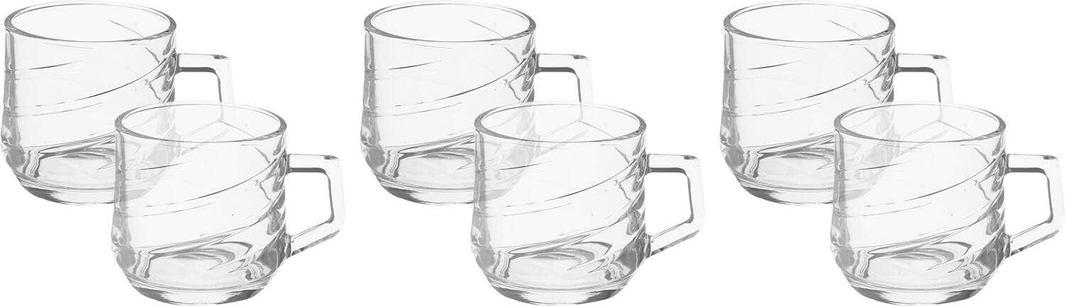 Blink Max Glass Mug Set, 6 Pieces, 210 ml - Clear