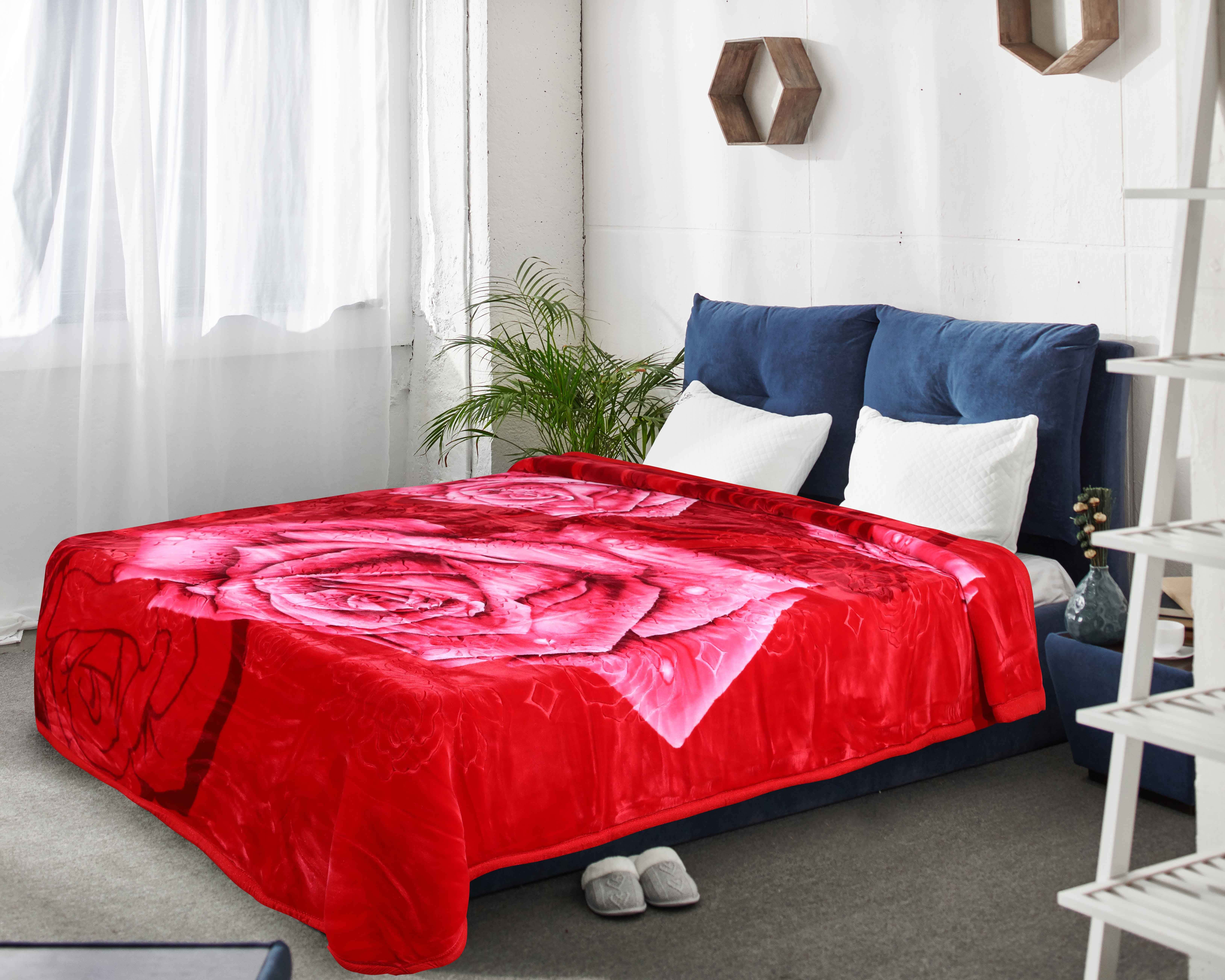 Aslan Double Layers Velvet Blanket, 220×240 cm Approx, 6 Kg Approx - Red