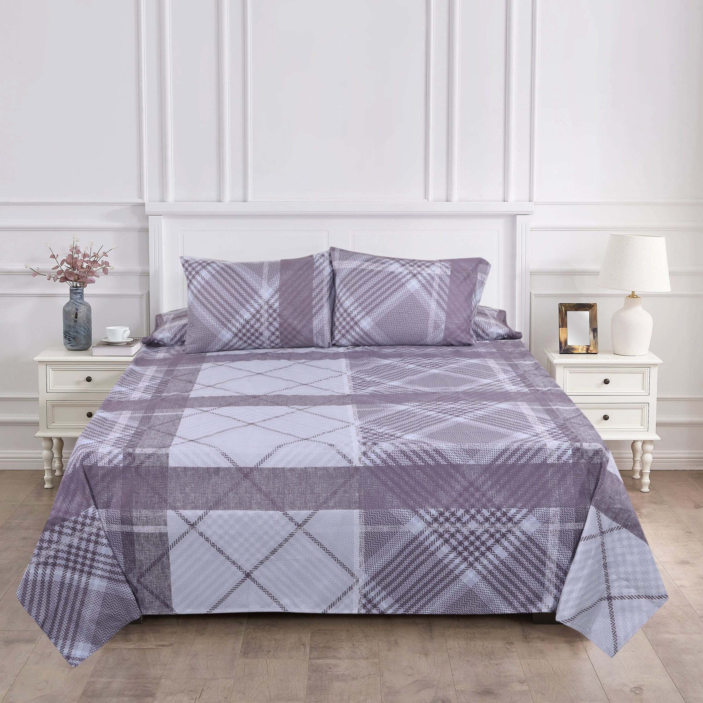 For Furniture Microfiber Bed Sheet Set, 4 Pieces, 240×260 cm, 1900 grams - Mauve