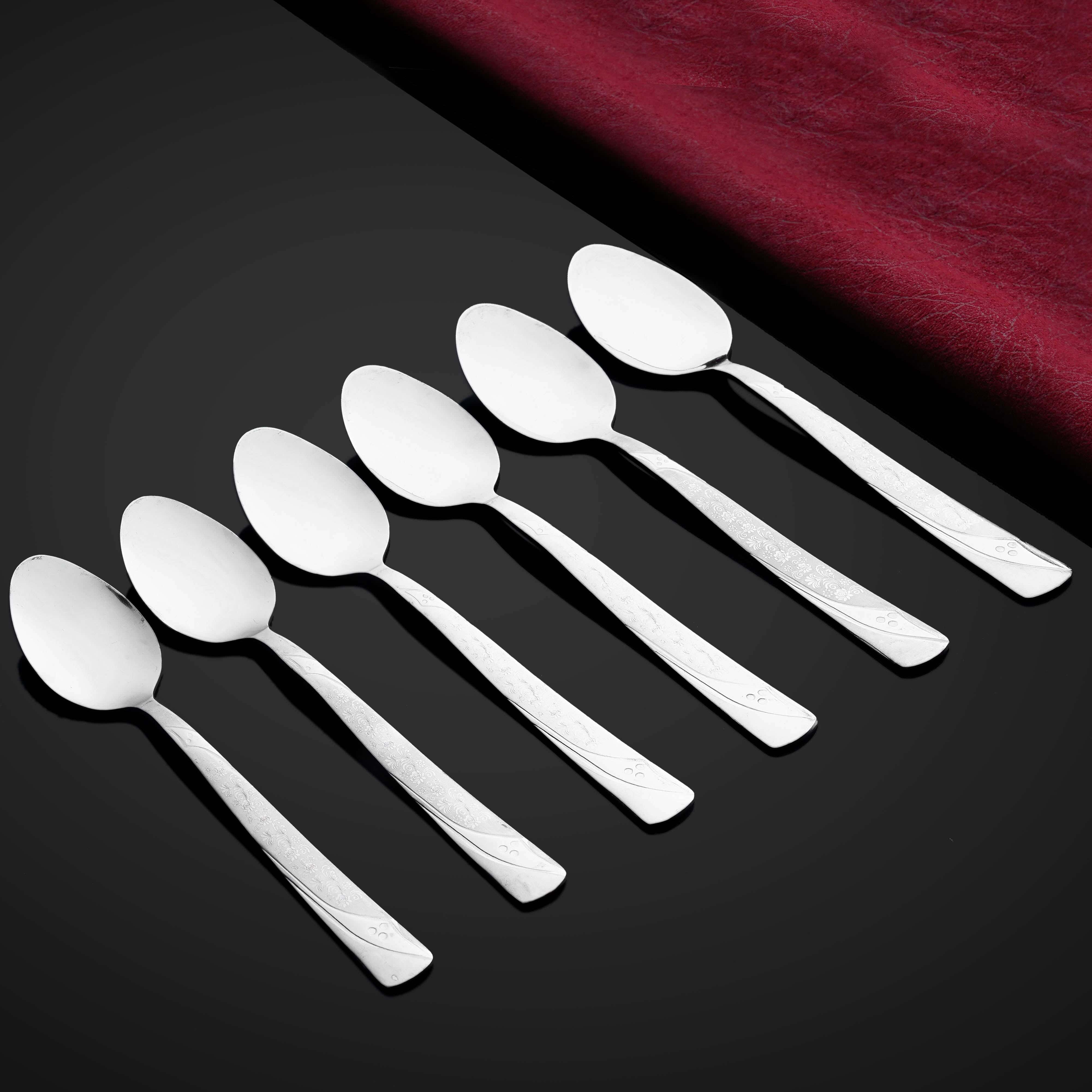 Top One Stainless Steel Dinner Spoon Set, 6 Pieces, 20 cm - Silver