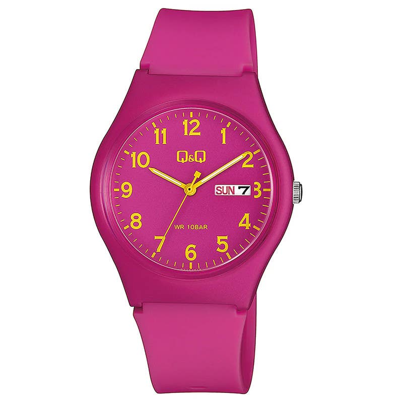 Q&Q A212J010Y Round Analog Casual Watch For women, M /26 - 39 mm - Pink