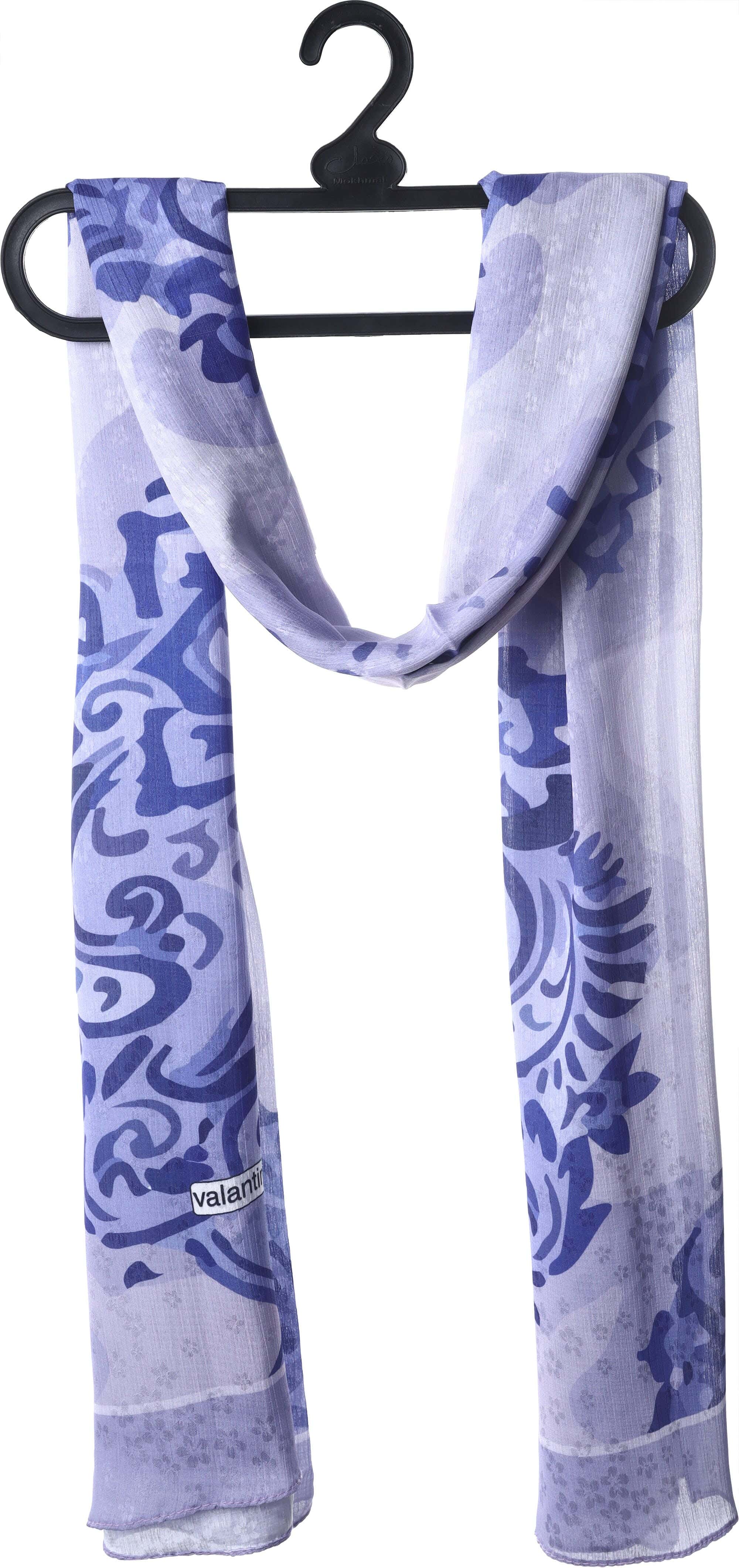 Printed Jacquard Scarf, 180×75 cm - Mauve Blue