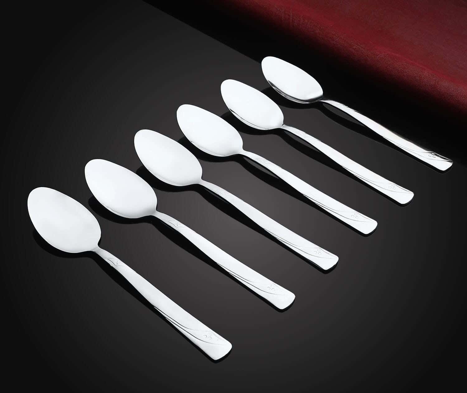 Top One Stainless Steel Dinner Spoon Set, 6 Pieces, 20 cm - Silver