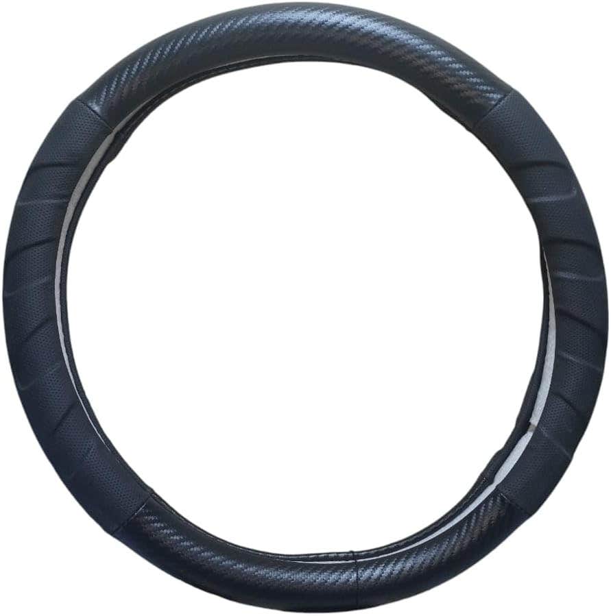 Matt Carbon Leather Steering Wheel Cover - Black