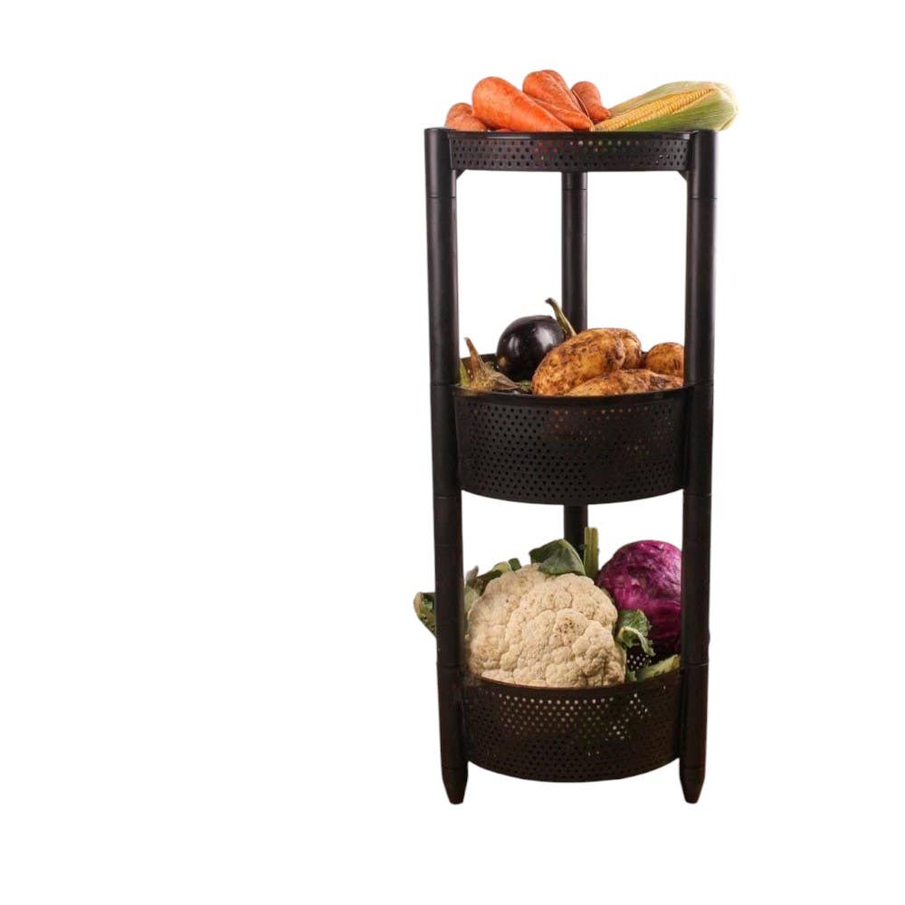 Rounded Turbo Storage Rack , 3 Floors - Black