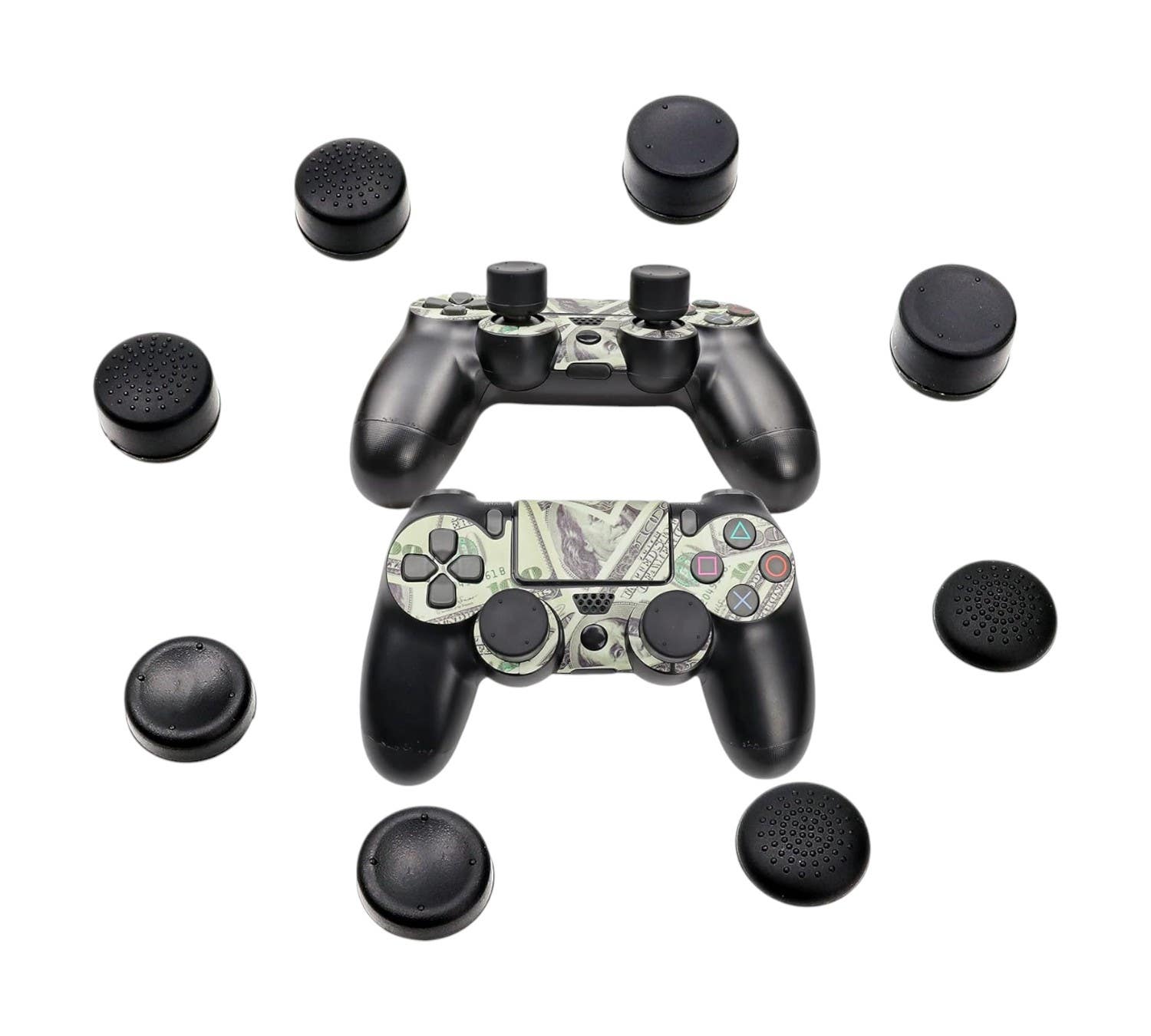 Cabuas Silicone Controller Thumb Grips Caps for PlayStation, Xbox One, 9 Pieces - Black