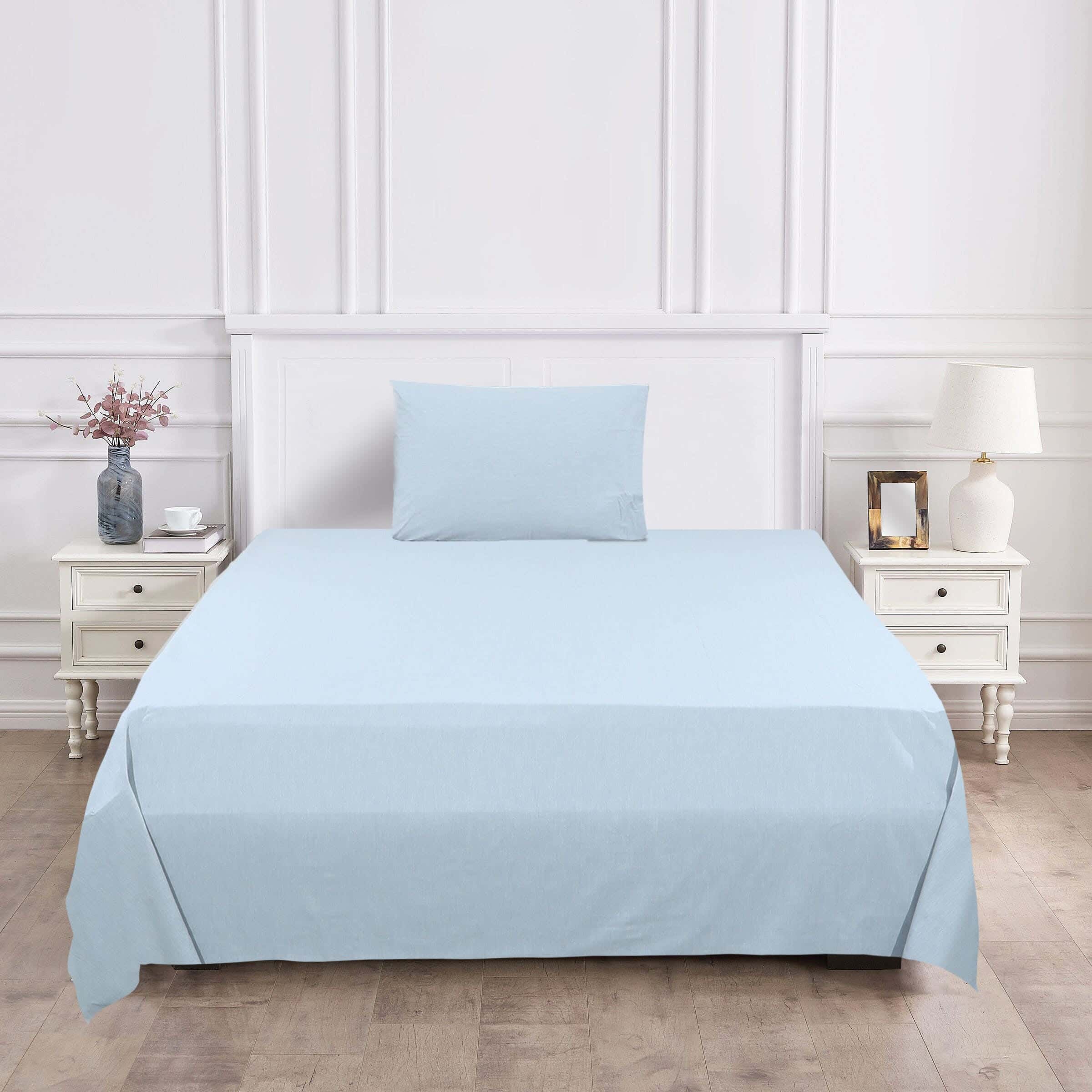 Al Maamoun Cotton Bed Sheet Set, Two Pieces, 180×240 cm, 870 grams - Grey