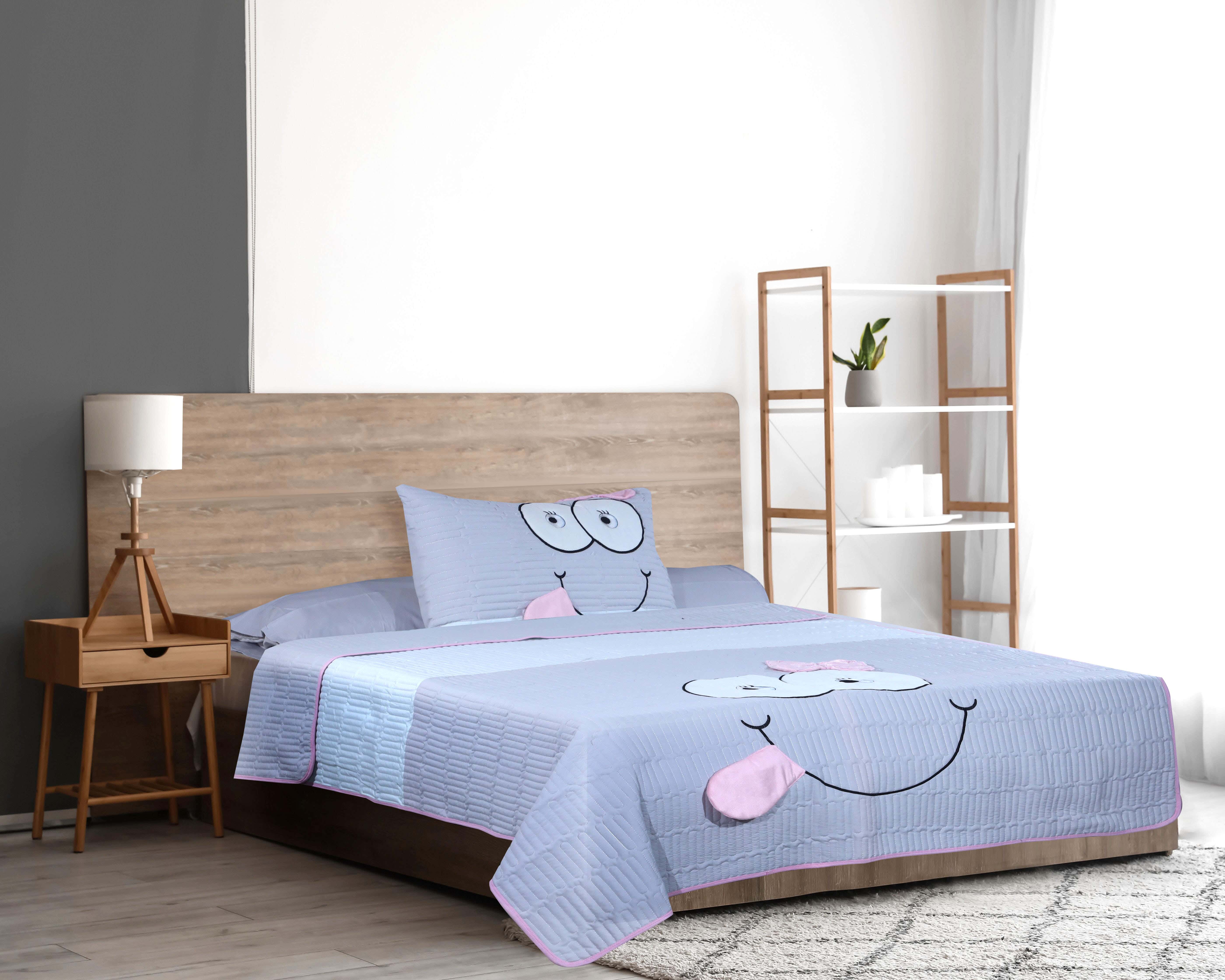 White Gold Cotton Kids Bedspread Set, 6 Pieces, 220x240 cm, 4500 gm - Multicolor