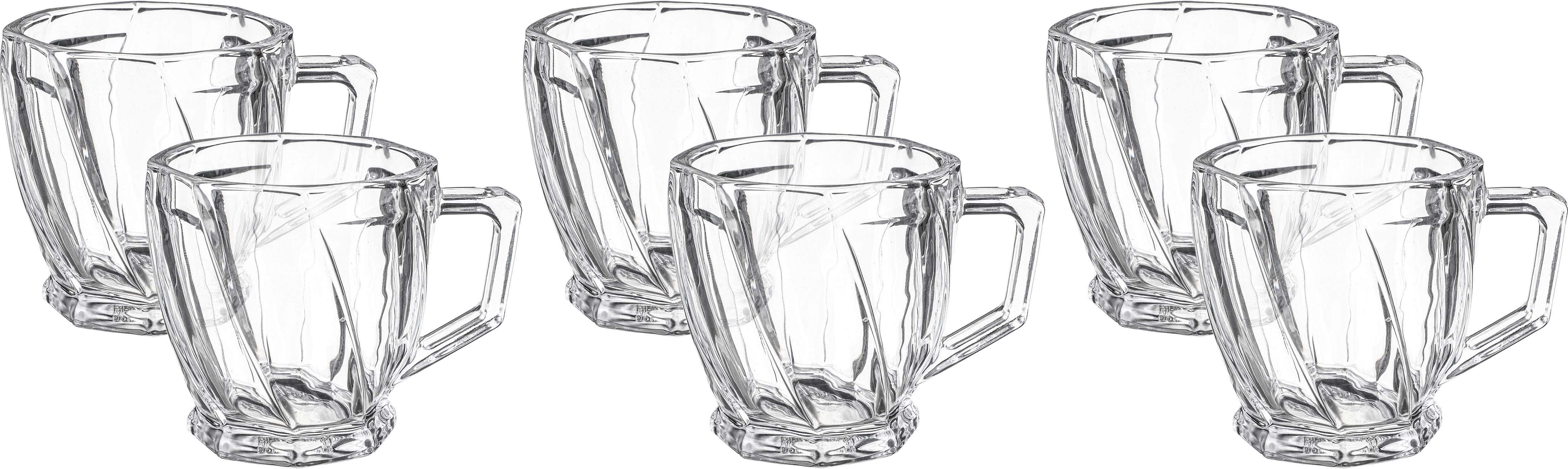 BlinkMax Glass Tea Cup Set, 6 Pieces, 240 ml - Clear
